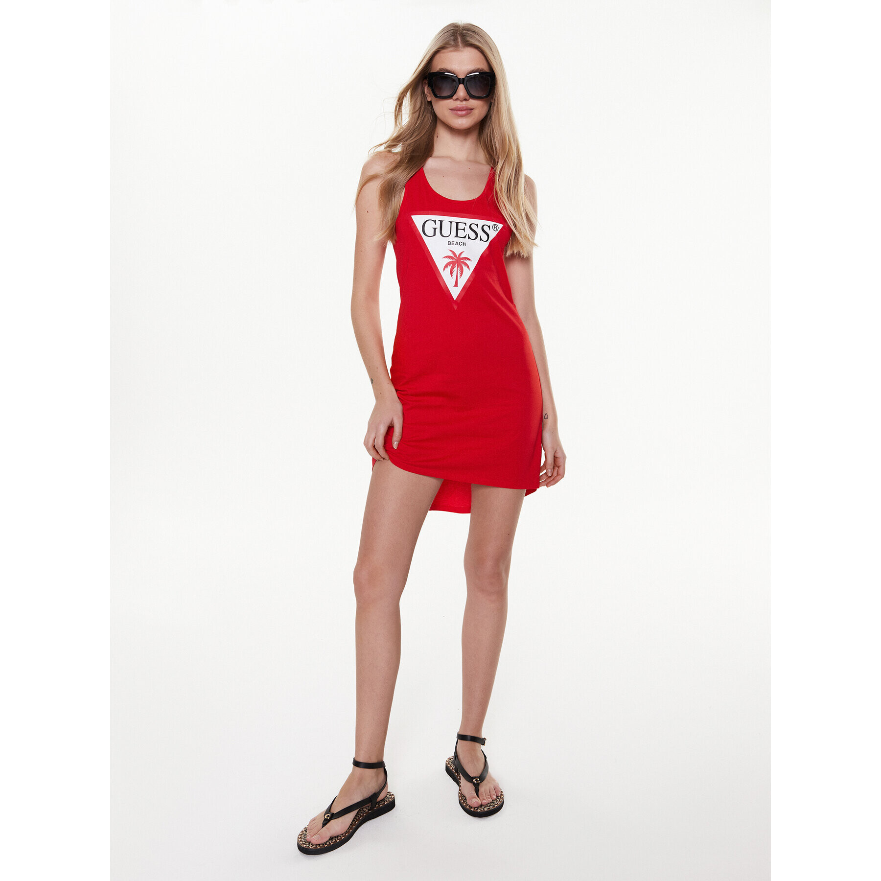 Guess Плажна рокля Logo E3GP03 JA914 Бордо Regular Fit - Pepit.bg
