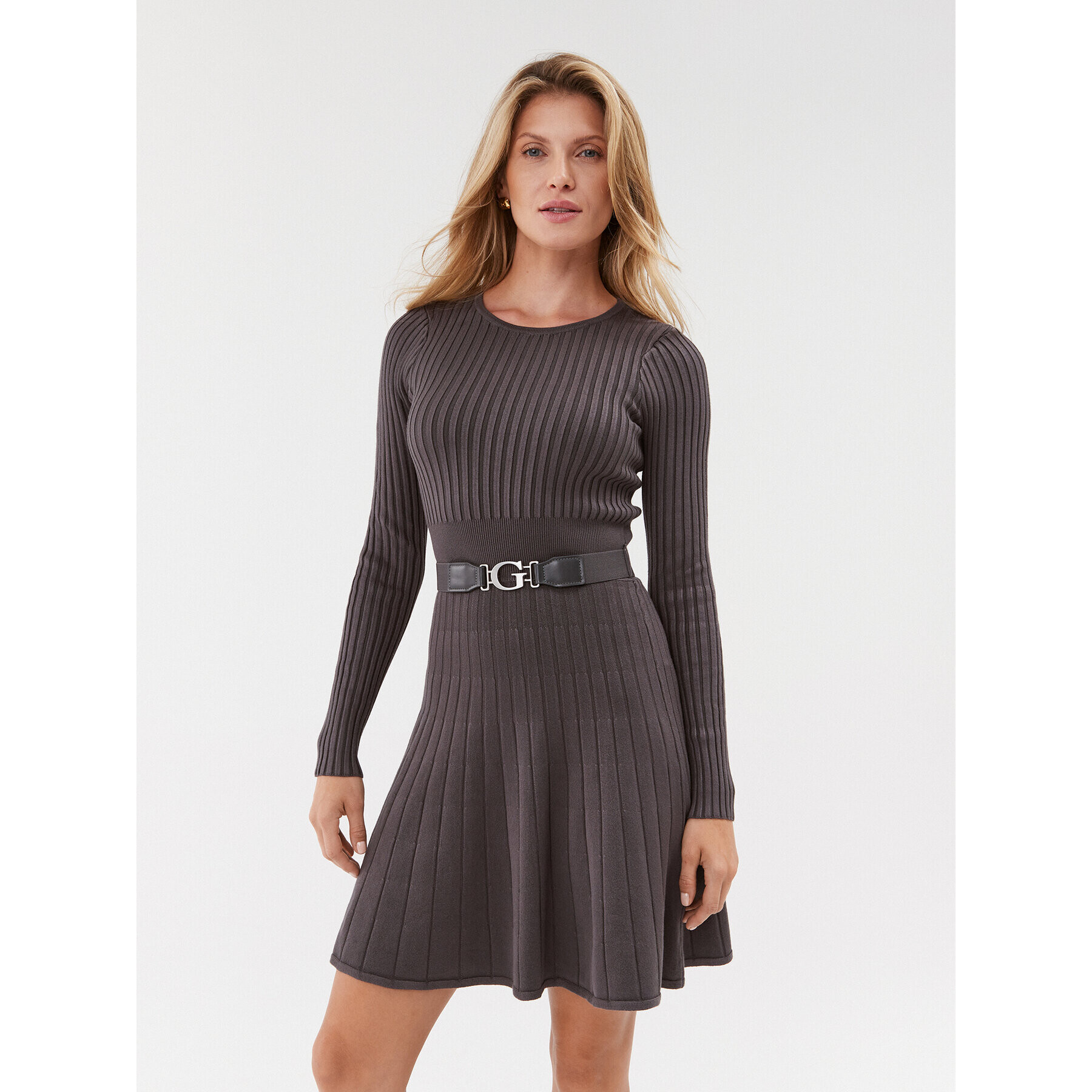 Guess Плетена рокля W2BK29 Z2YJ2 Сив Regular Fit - Pepit.bg