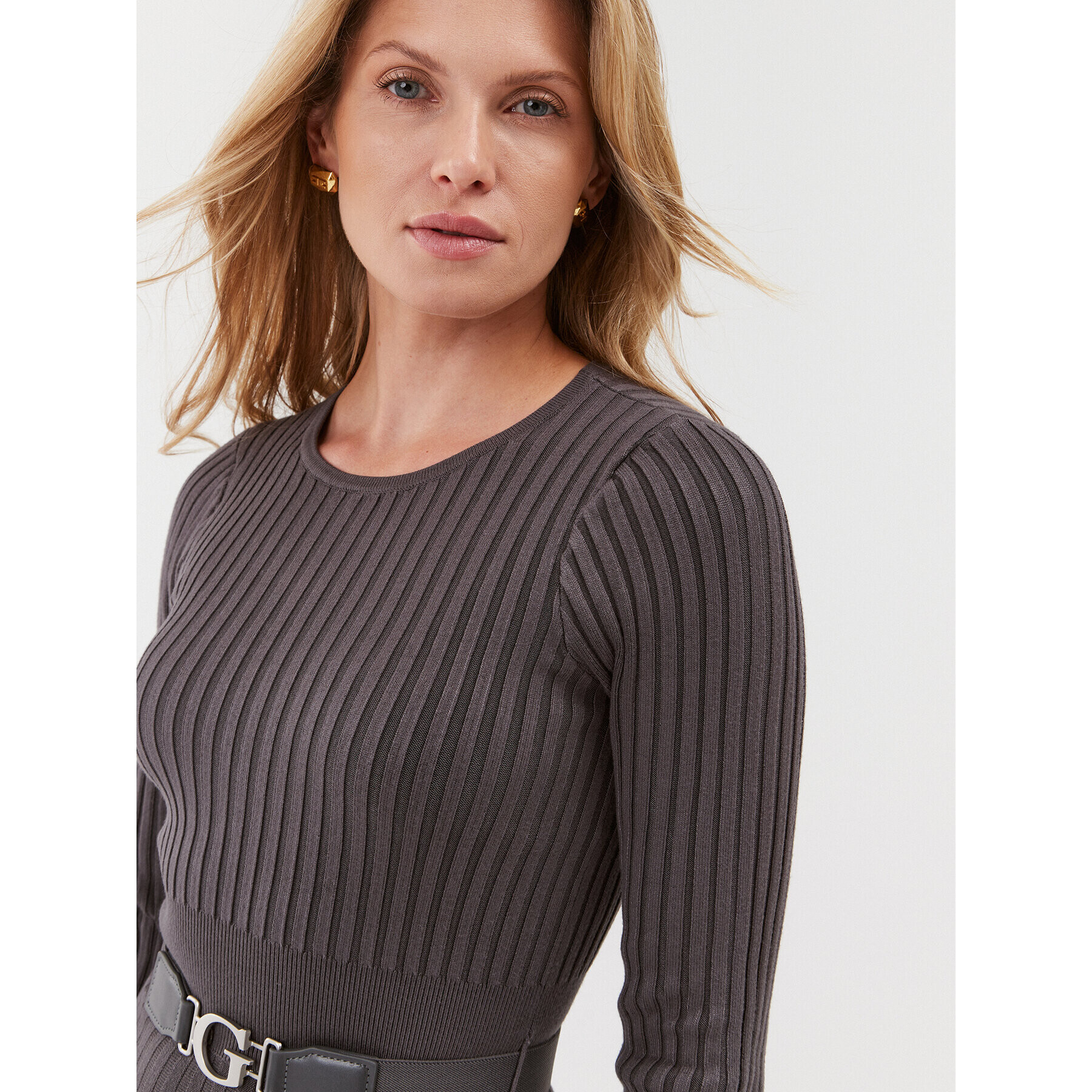Guess Плетена рокля W2BK29 Z2YJ2 Сив Regular Fit - Pepit.bg