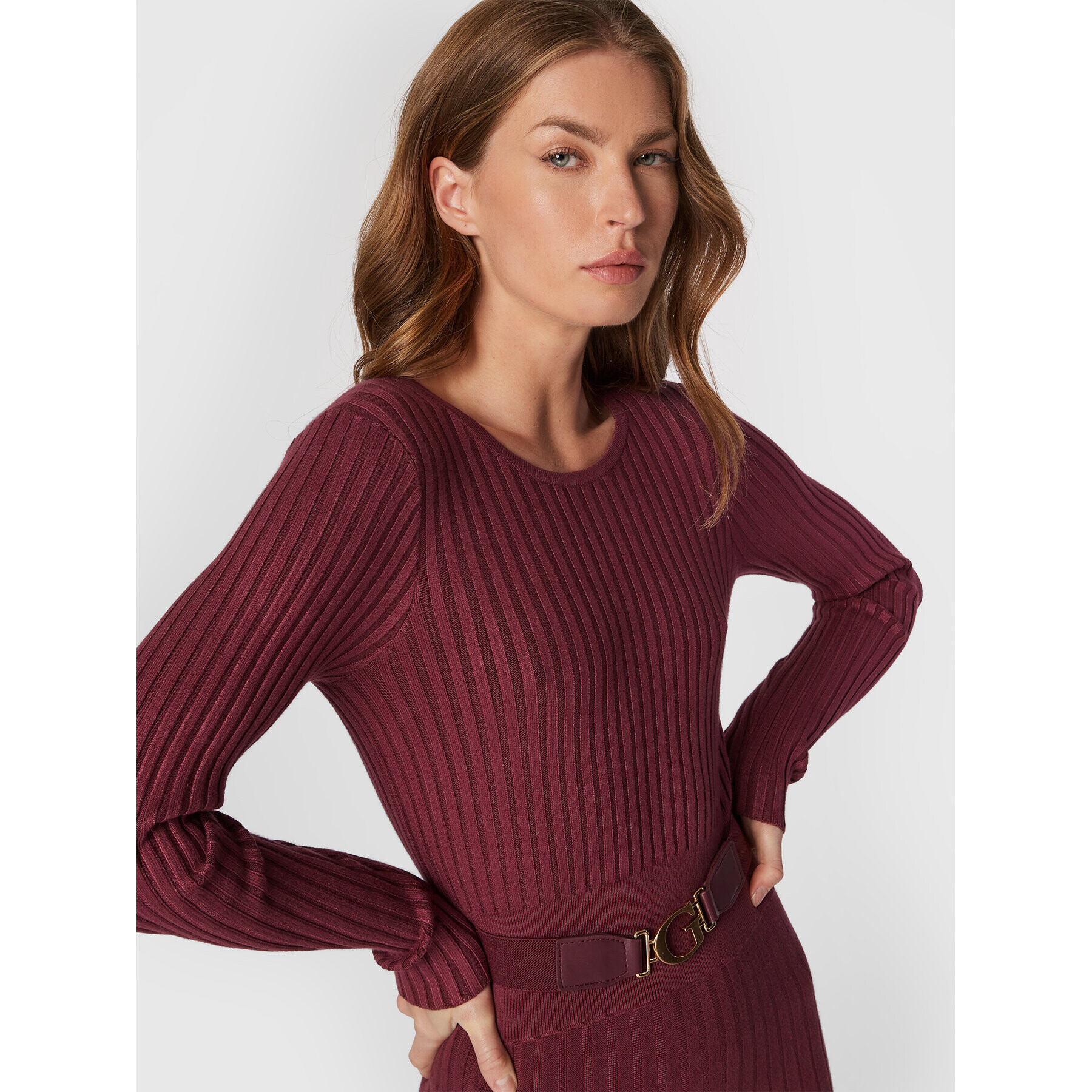 Guess Плетена рокля W2BK29 Z2YJ2 Бордо Regular Fit - Pepit.bg