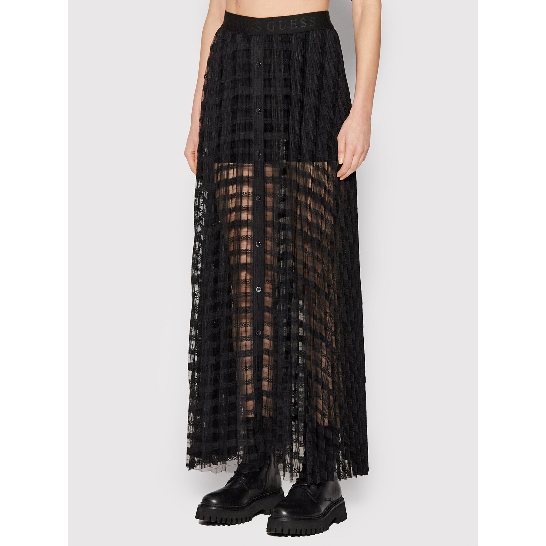Guess Плисирана пола W2GD49 WEKA0 Черен Regular Fit - Pepit.bg