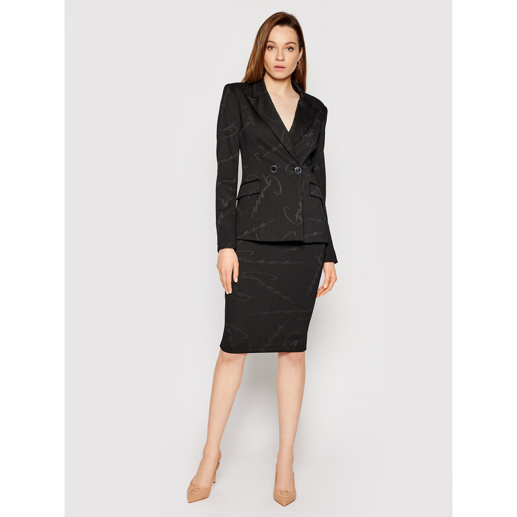 Guess Пола тип молив Ria W1RD89KAFA2 Черен Slim Fit - Pepit.bg