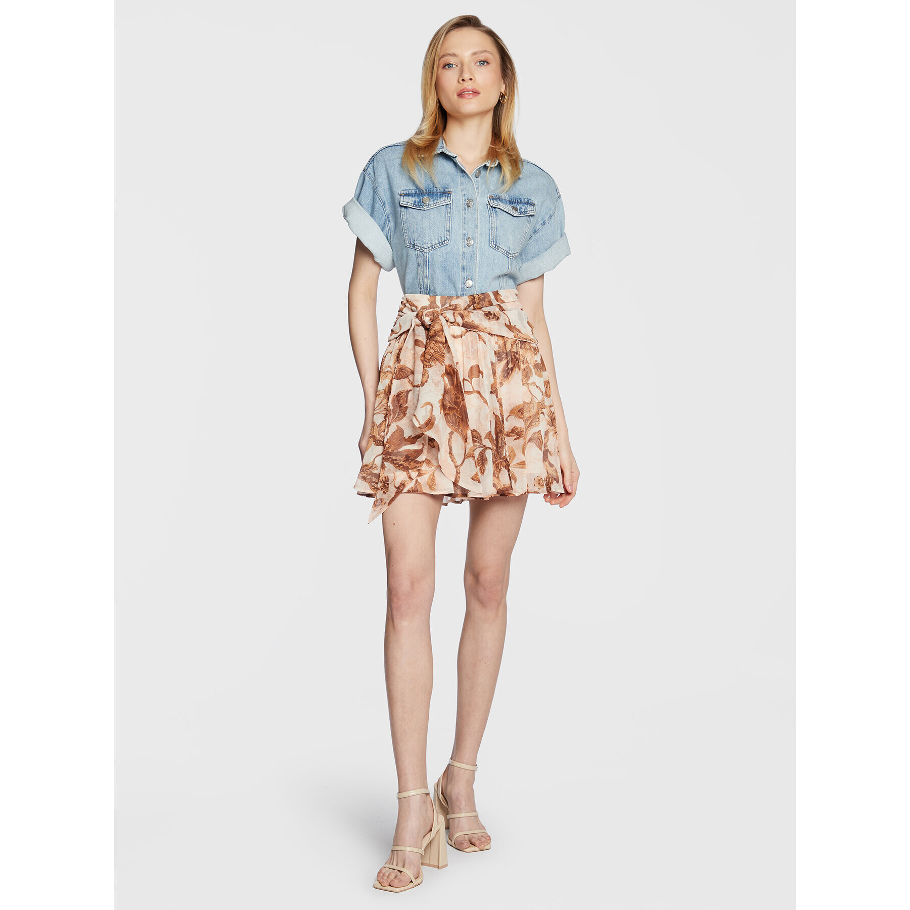Guess Пола тип трапец Aman W3RD46 WDW52 Бежов Regular Fit - Pepit.bg