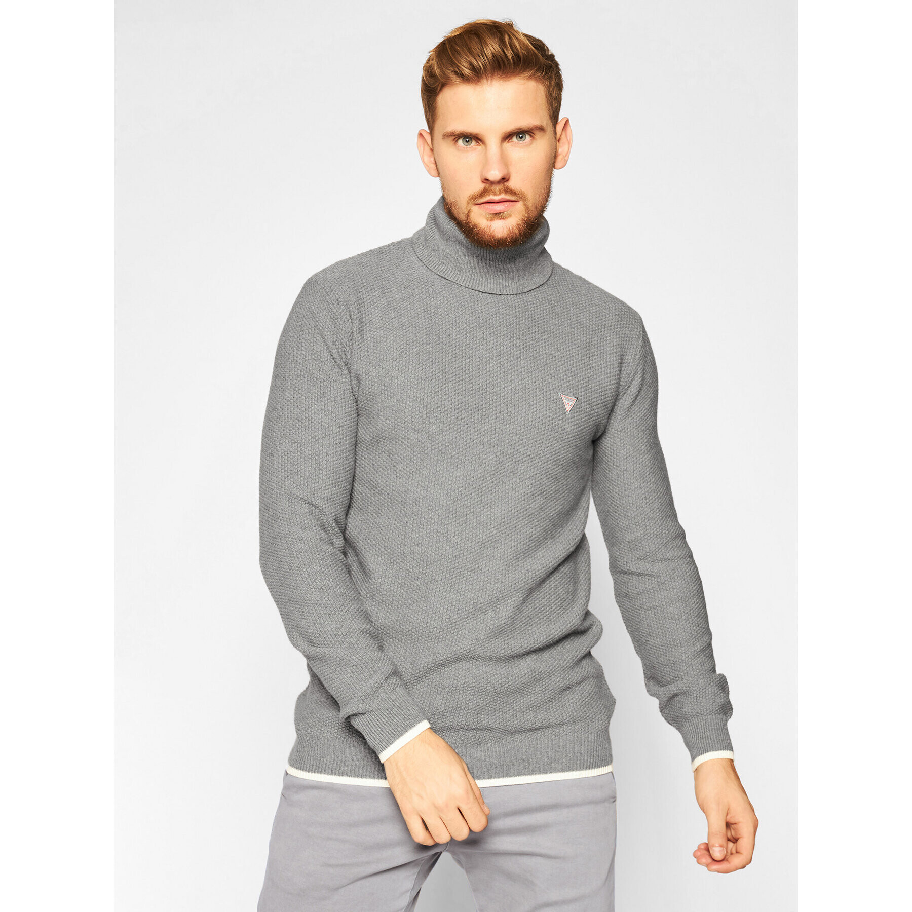 Guess Поло Waffle Stitch M0BR56 Z2PN0 Сив Regular Fit - Pepit.bg