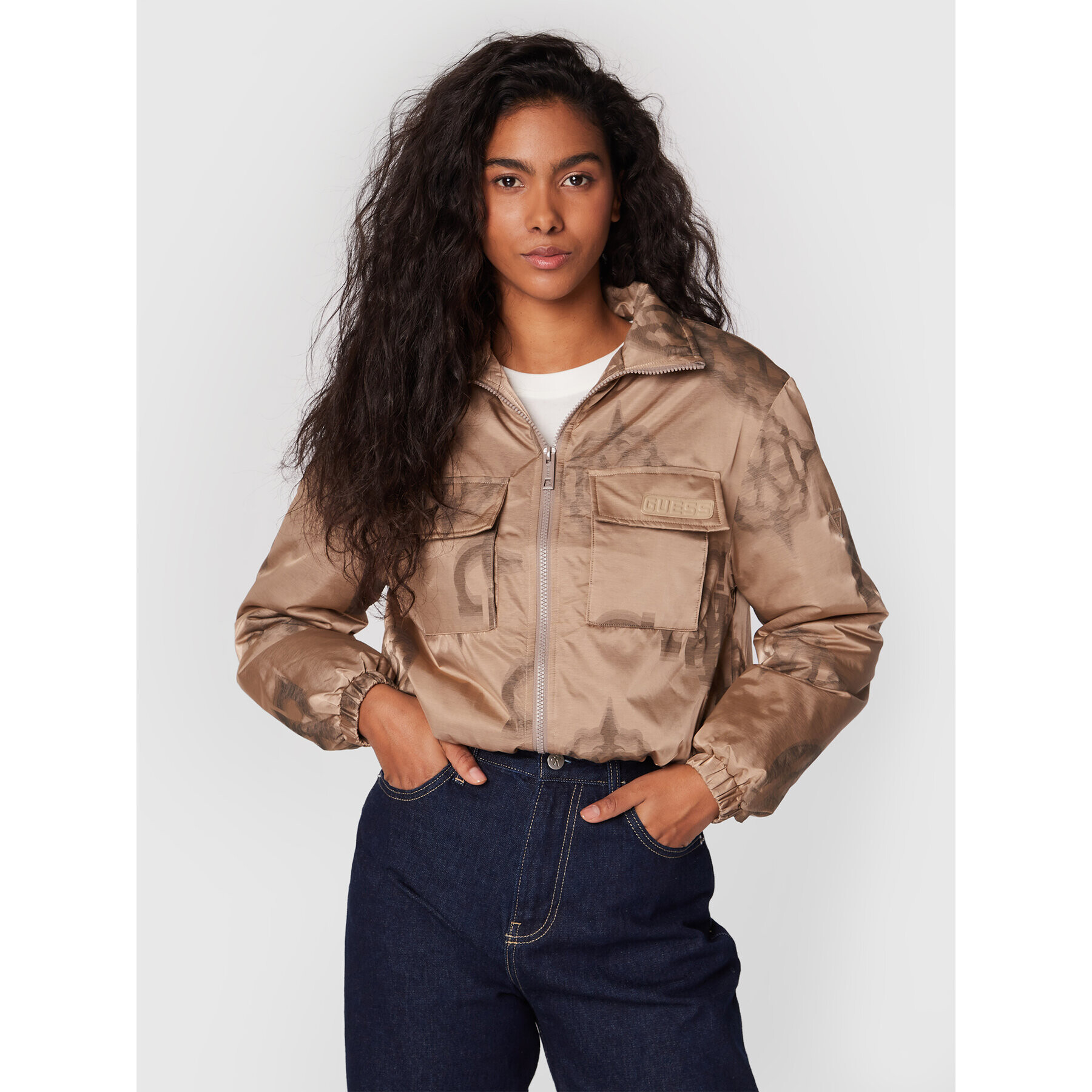 Guess Преходно яке V2BL07 WEYU0 Бежов Regular Fit - Pepit.bg