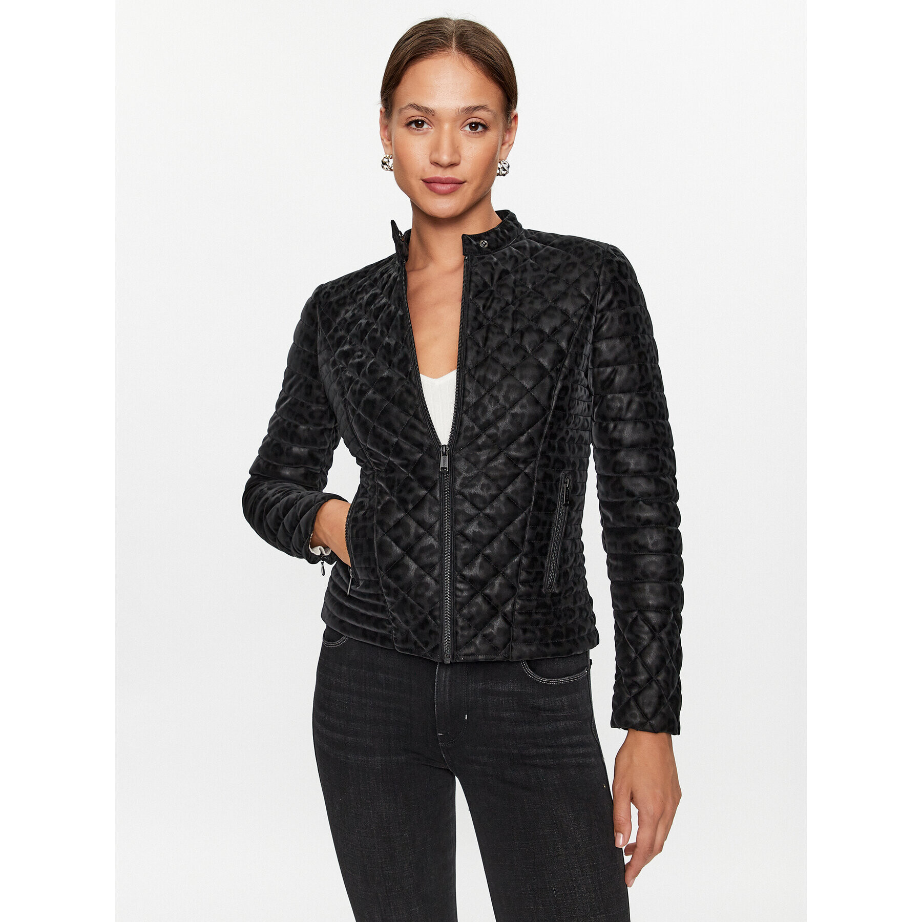 Guess Преходно яке W3BL15 WFQR0 Черен Regular Fit - Pepit.bg