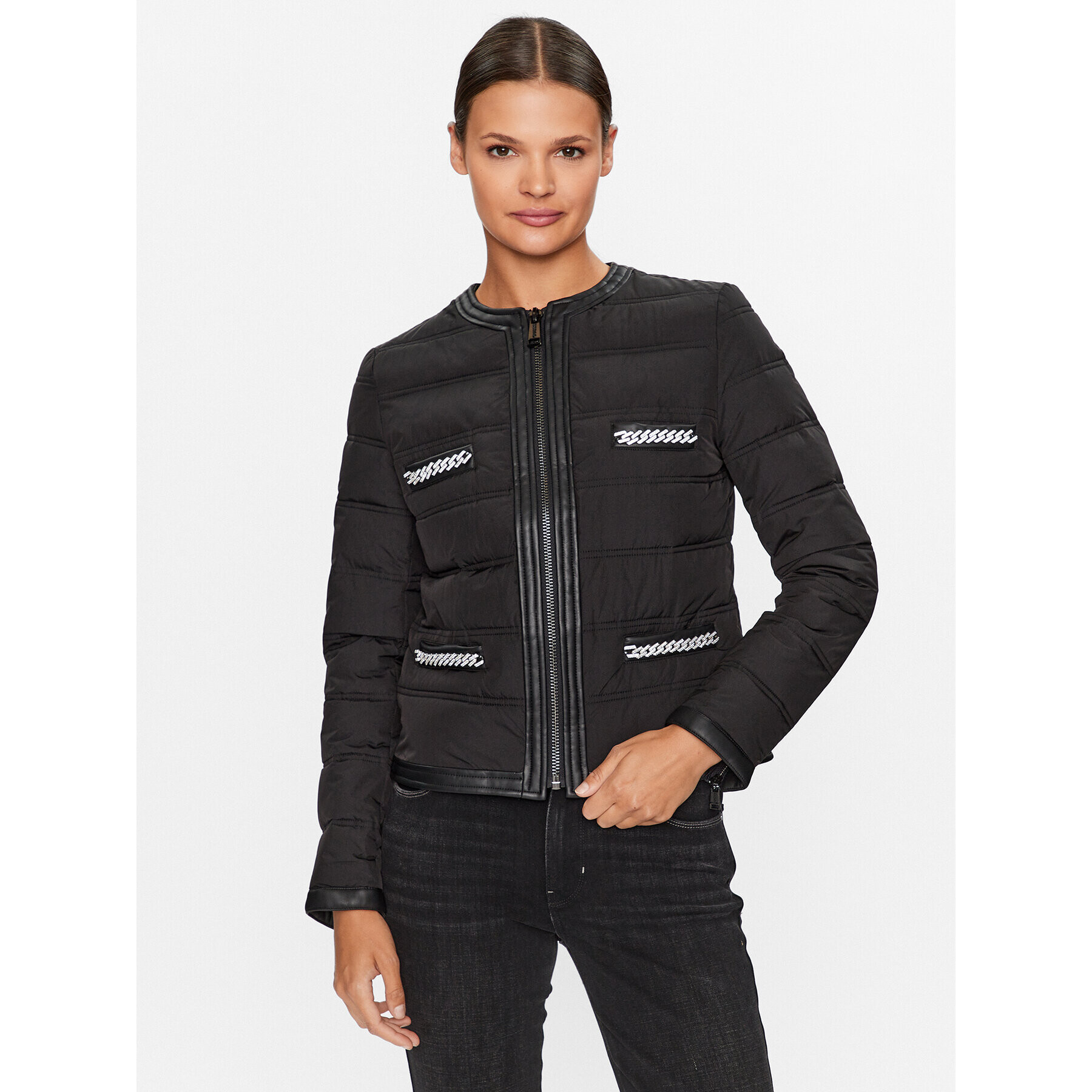 Guess Пухено яке W3YL11 WFIX0 Черен Regular Fit - Pepit.bg