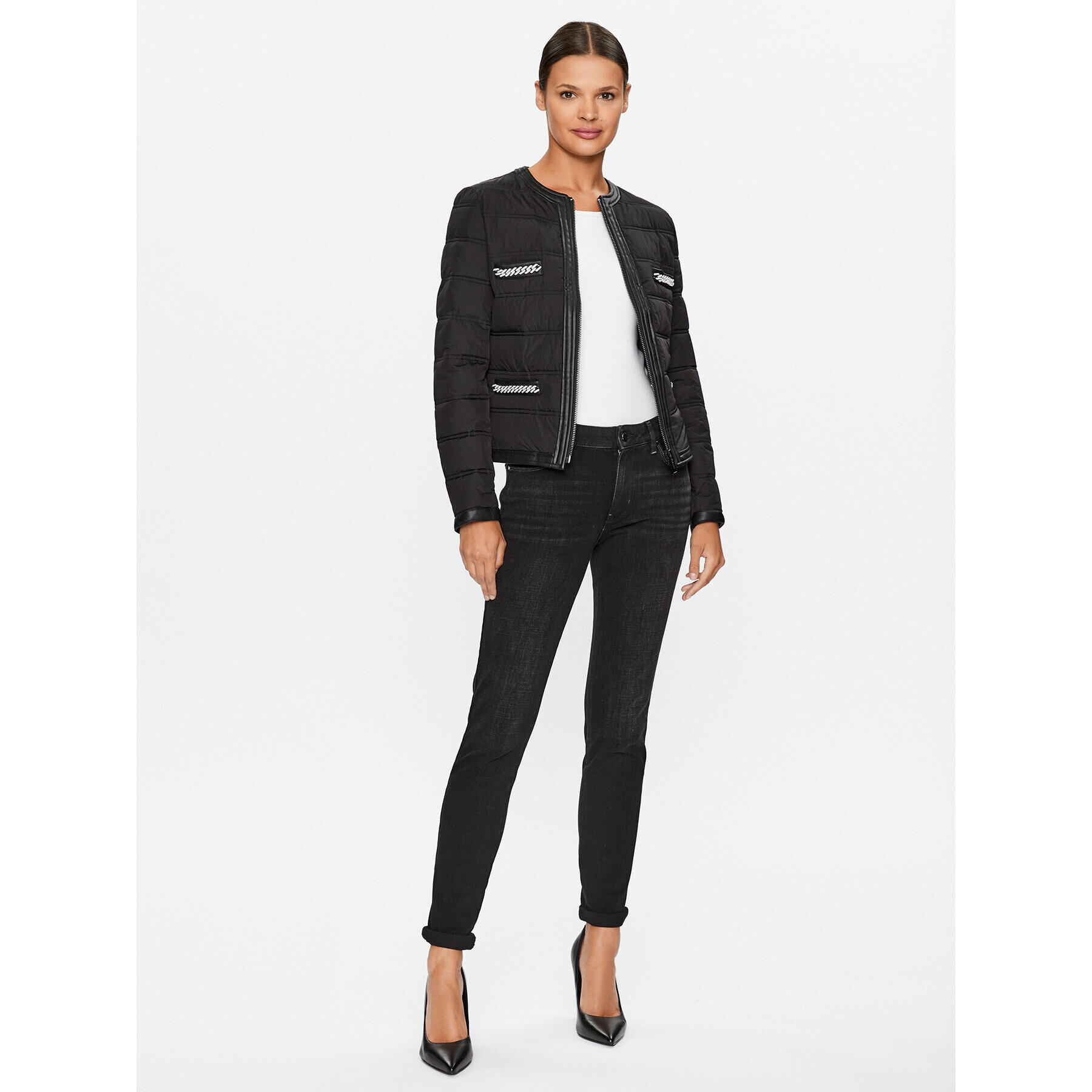 Guess Пухено яке W3YL11 WFIX0 Черен Regular Fit - Pepit.bg