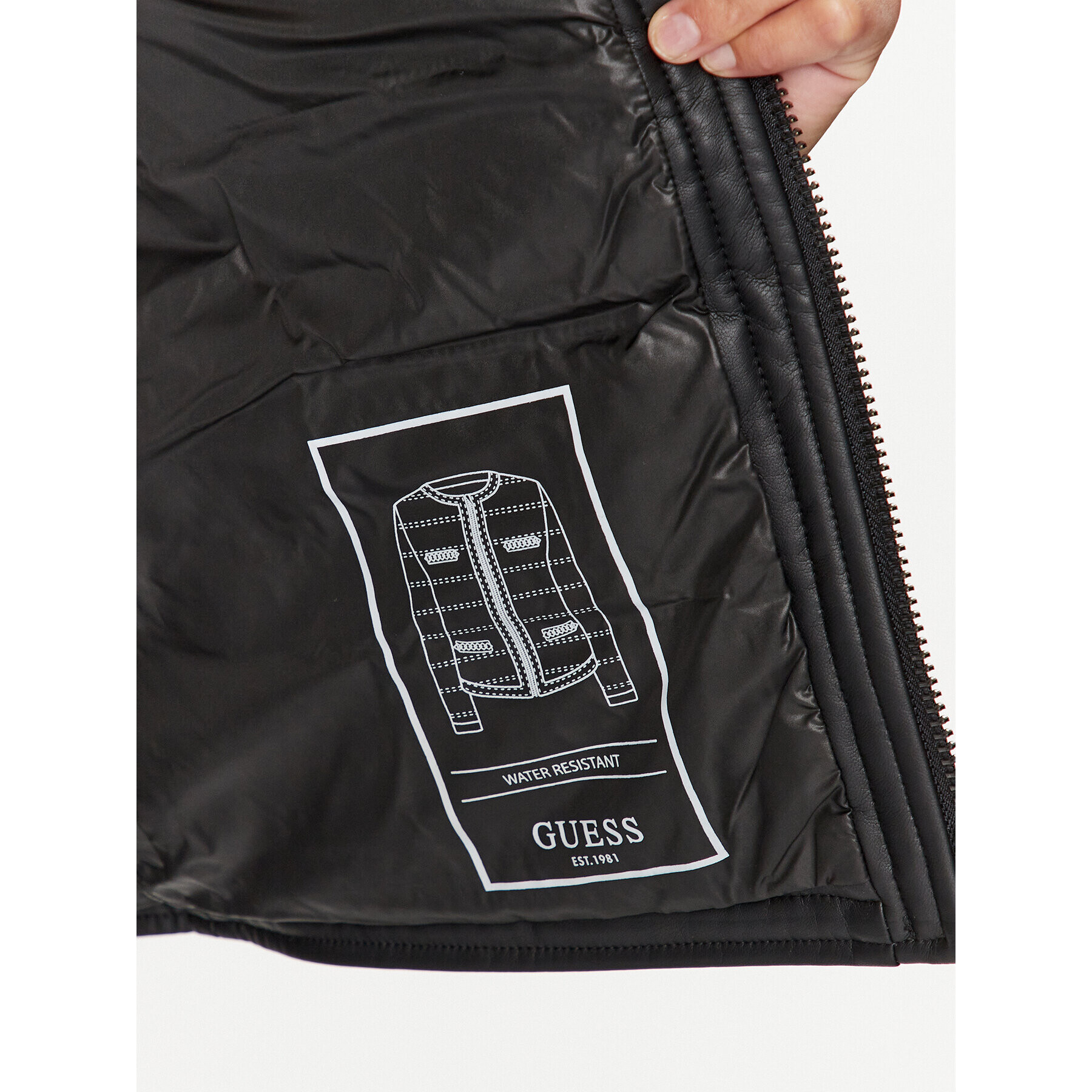 Guess Пухено яке W3YL11 WFIX0 Черен Regular Fit - Pepit.bg