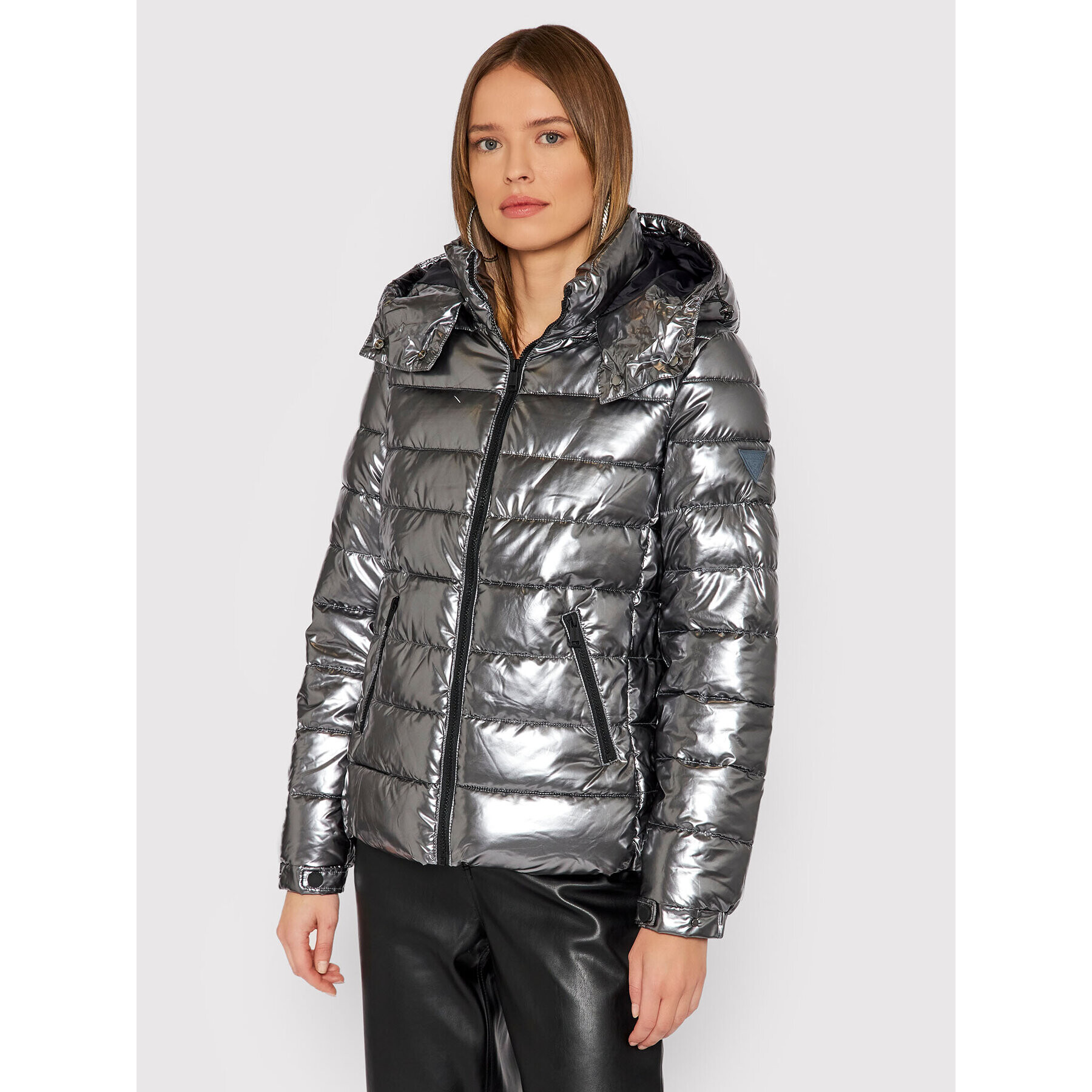 Guess Пухено яке Fiorenza W1BL00 WEB40 Сив Boxy Fit - Pepit.bg