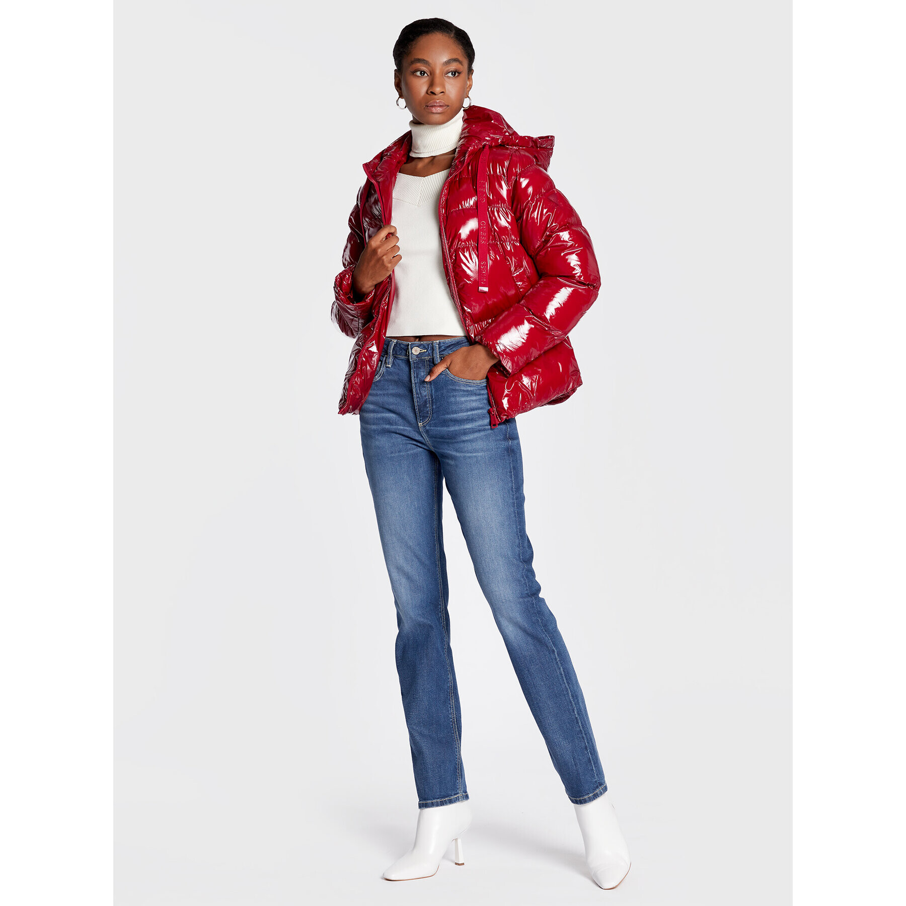Guess Пухено яке Karine W2BL44 WEWQ0 Червен Regular Fit - Pepit.bg