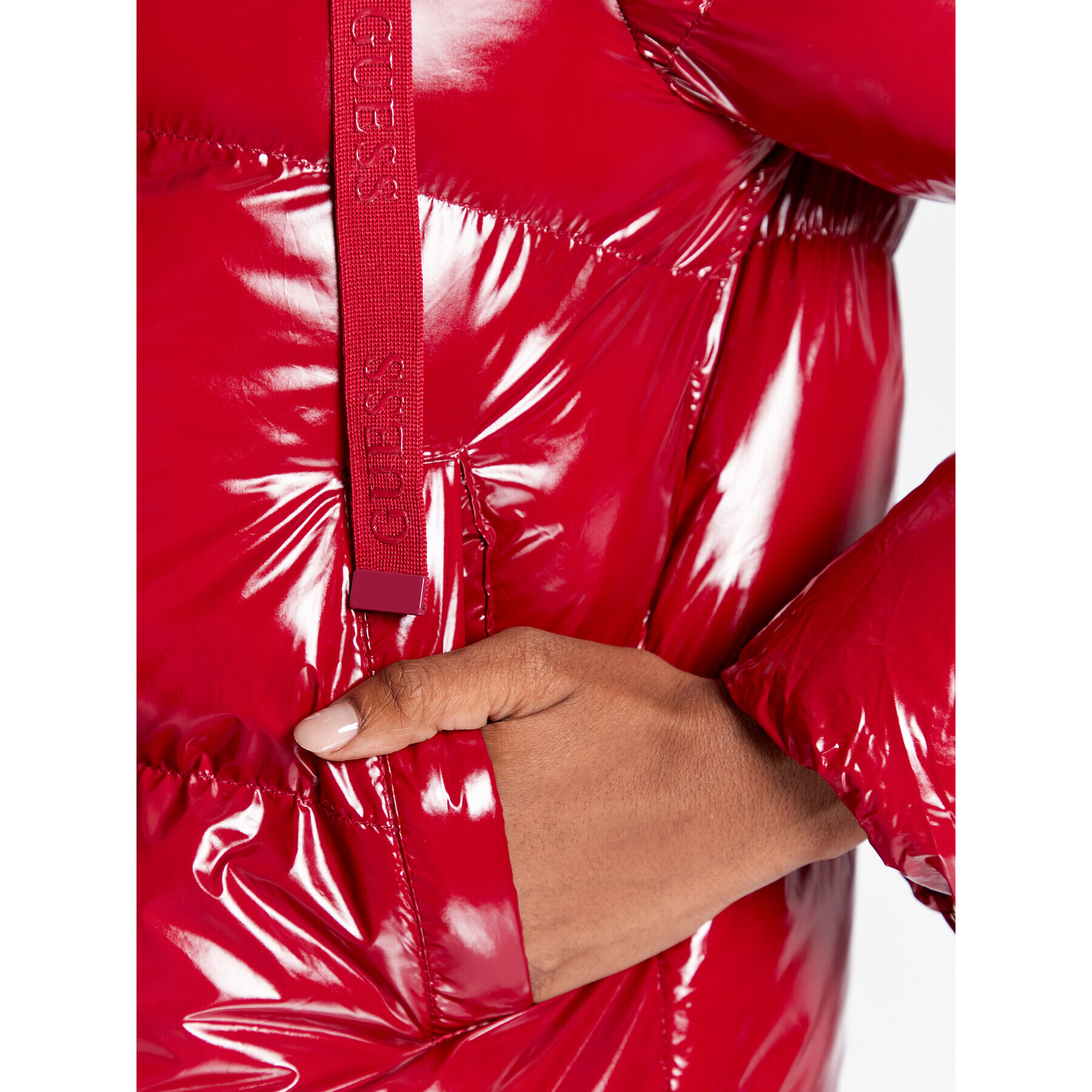 Guess Пухено яке Karine W2BL44 WEWQ0 Червен Regular Fit - Pepit.bg
