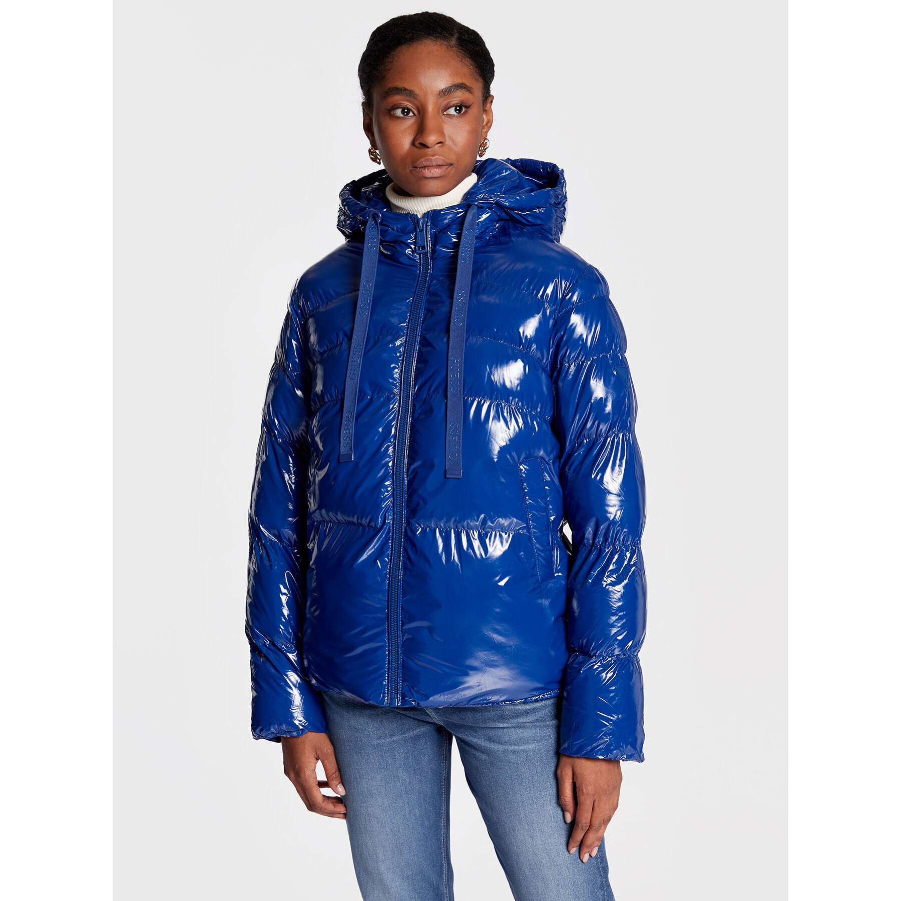 Guess Пухено яке Karine W2BL44 WEWQ0 Син Regular Fit - Pepit.bg
