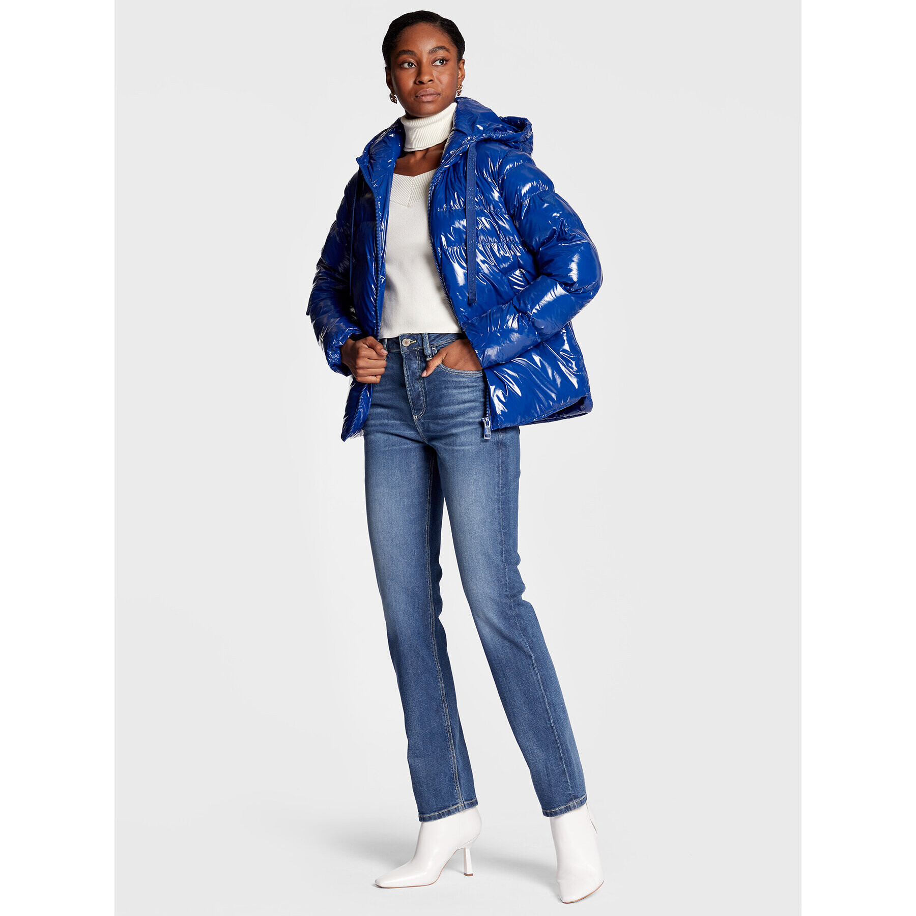 Guess Пухено яке Karine W2BL44 WEWQ0 Син Regular Fit - Pepit.bg