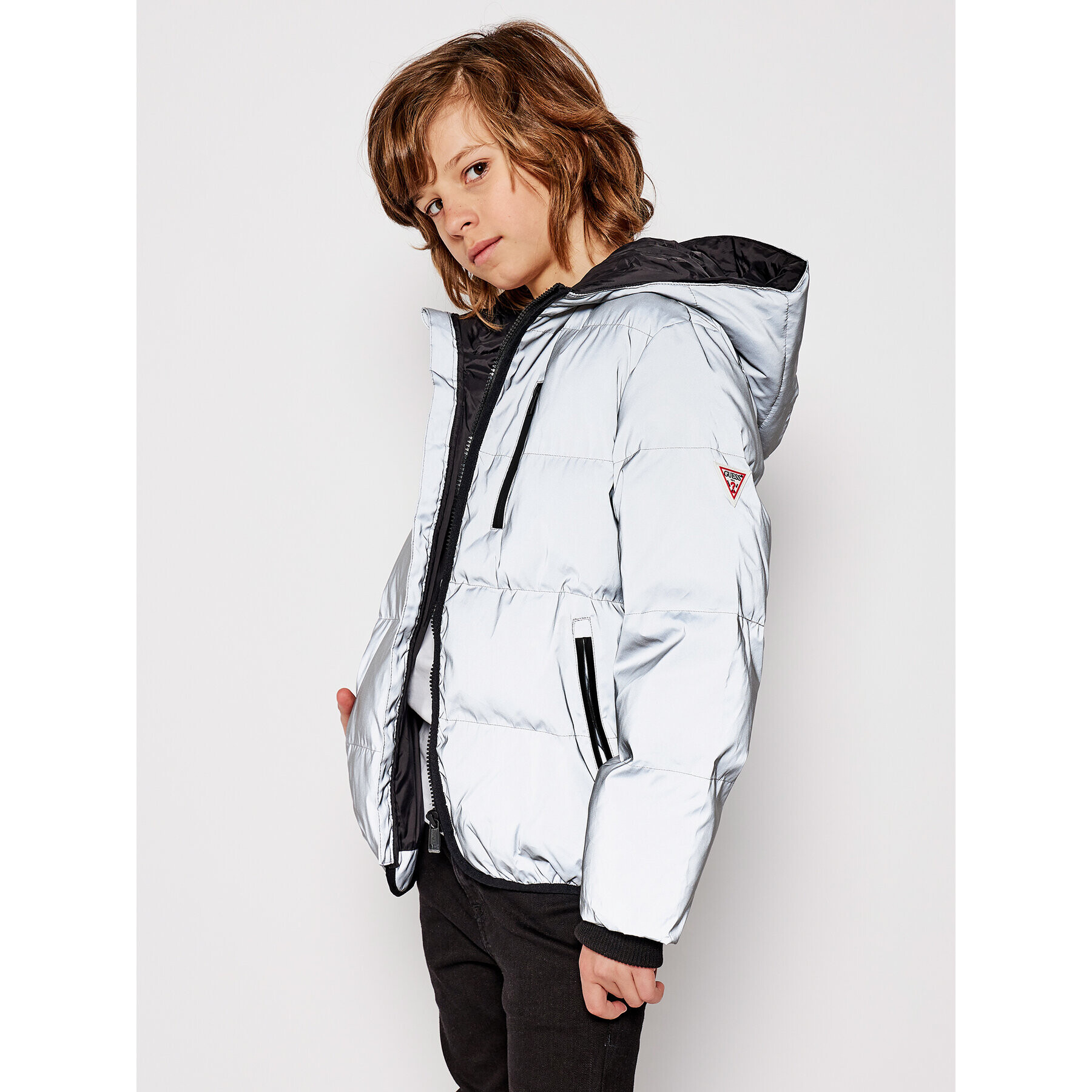 Guess Пухено яке L0BL04 1766Z Сребрист Regular Fit - Pepit.bg