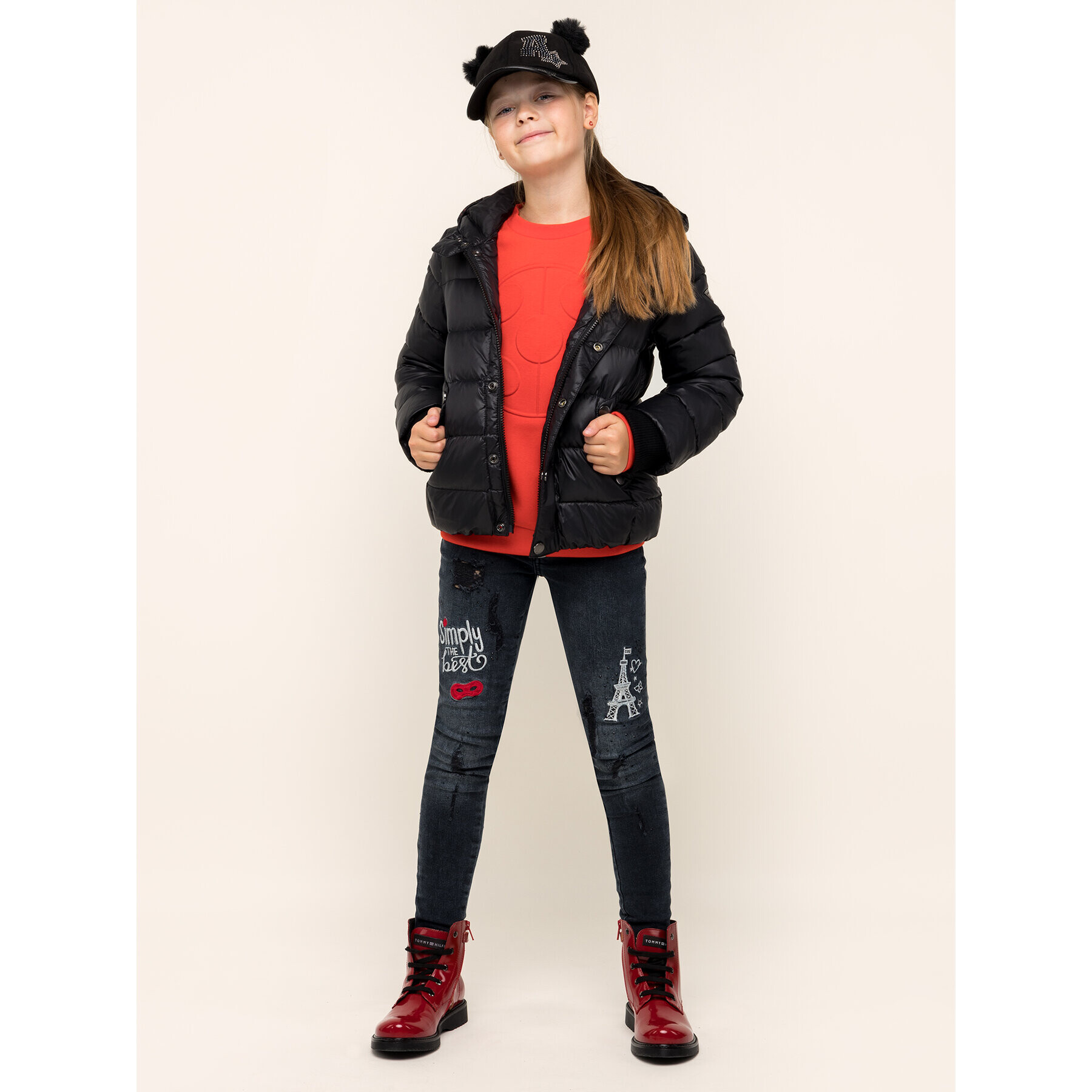 Guess Пухено яке L94L09 WC7Z0 Черен Regular Fit - Pepit.bg