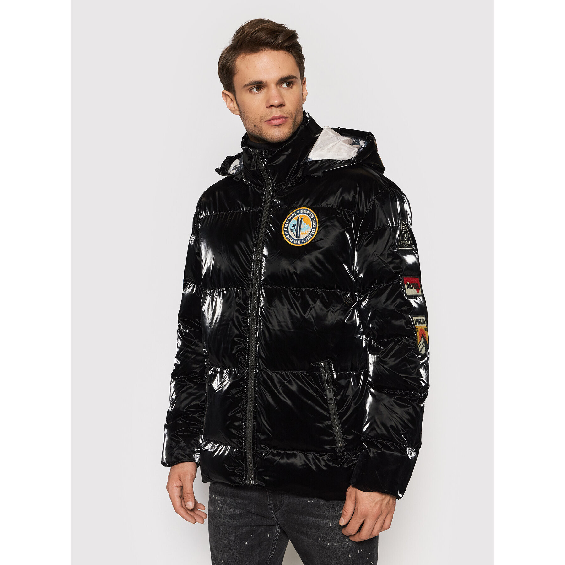Guess Пухено яке M1BL10 WCXP0 Черен Regular Fit - Pepit.bg