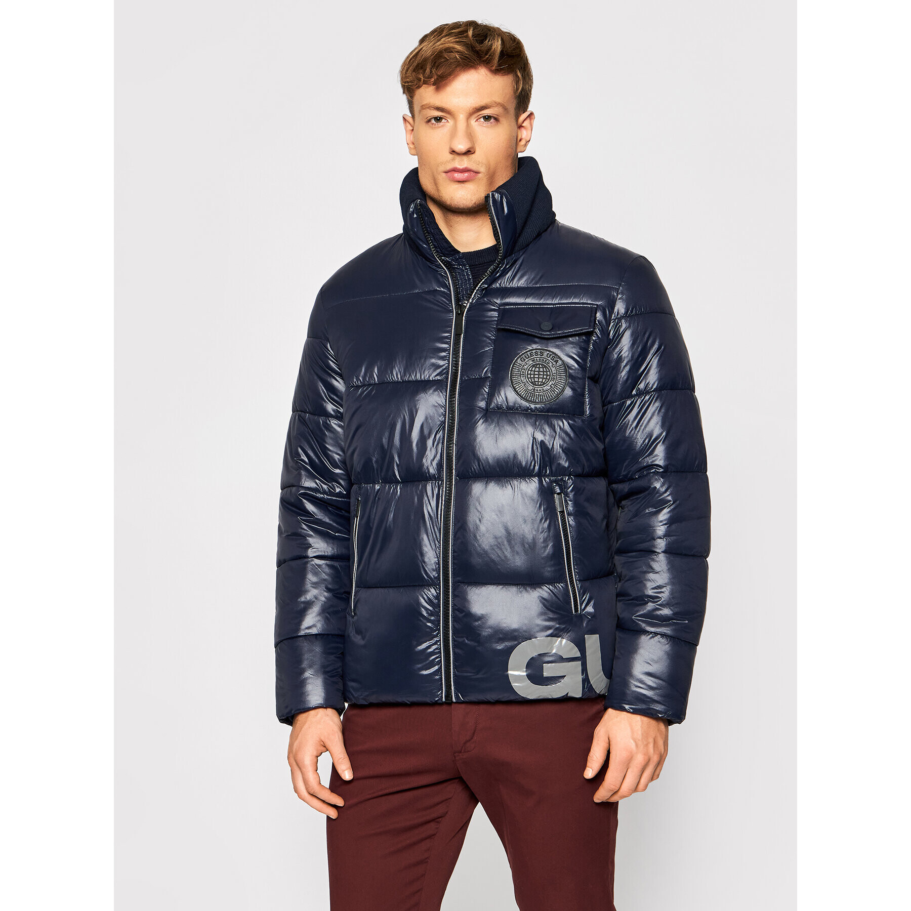 Guess Пухено яке M1BL16 WE6S0 Тъмносин Regular Fit - Pepit.bg