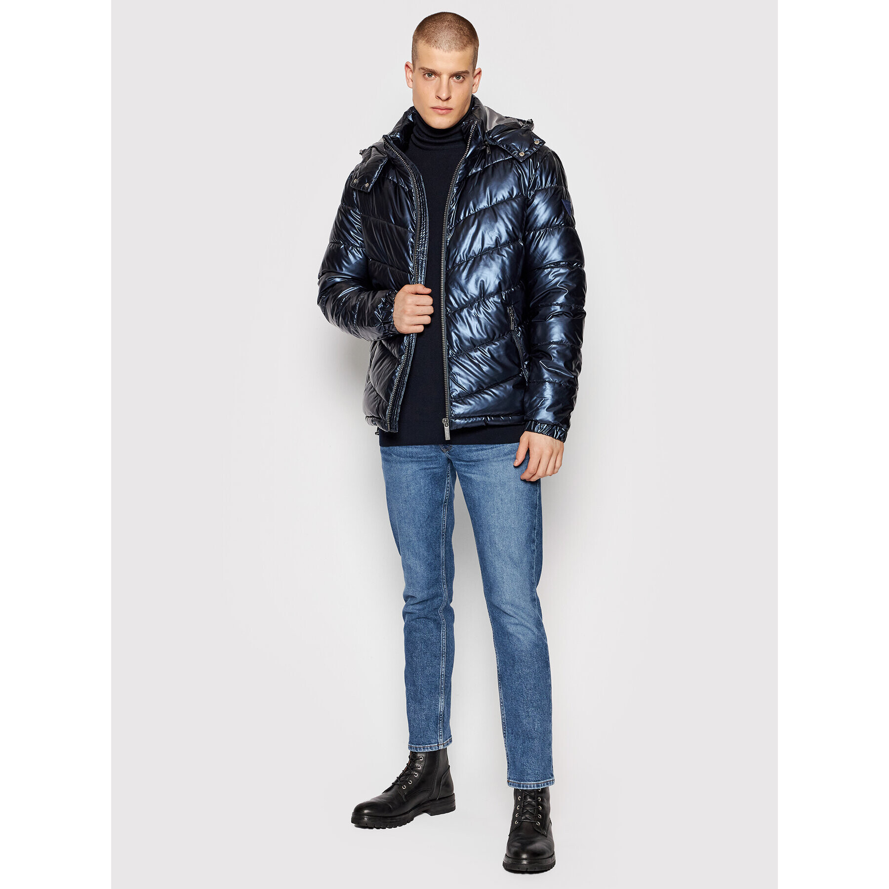 Guess Пухено яке M1BL25 WEA20 Тъмносин Regular Fit - Pepit.bg