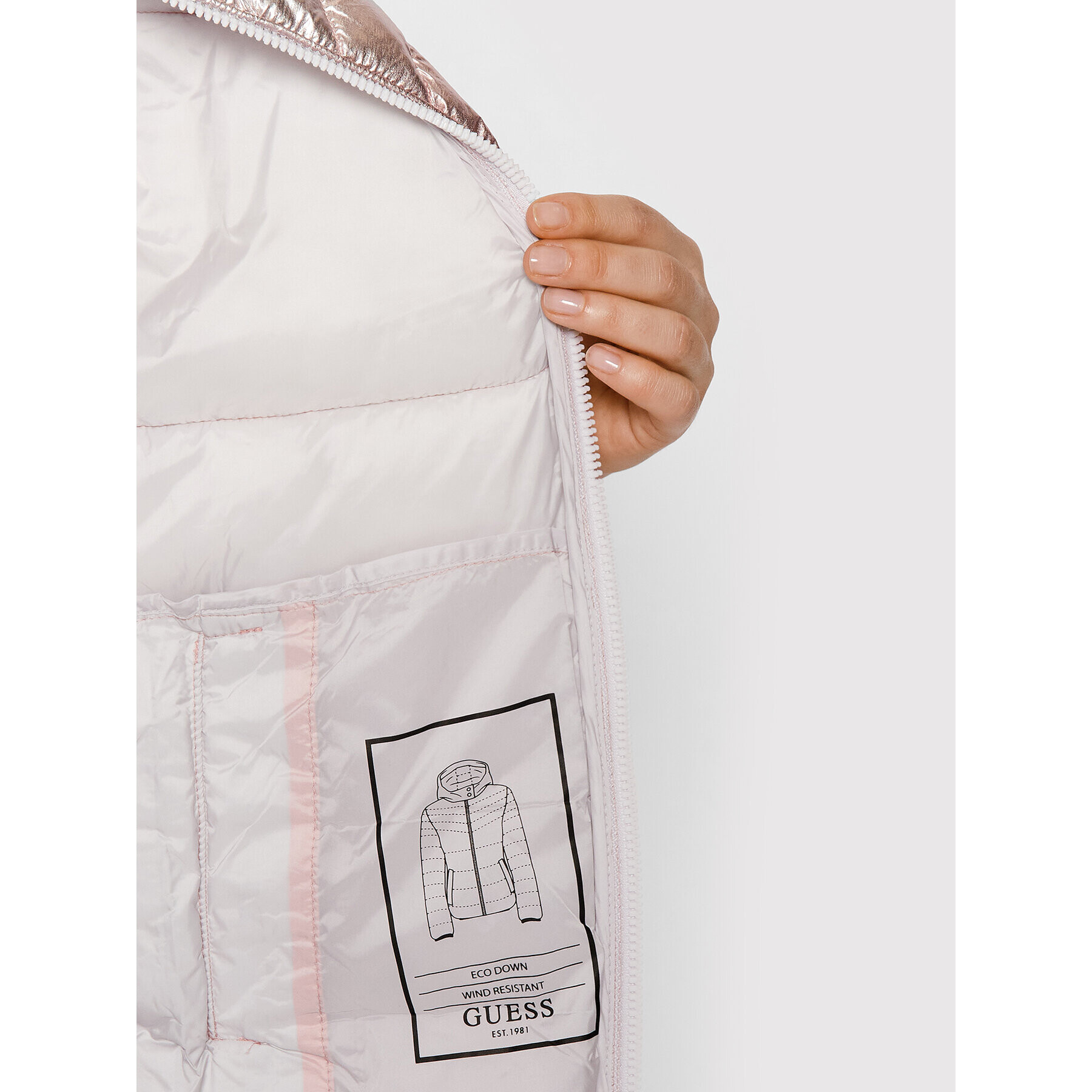 Guess Пухено яке W2RL23 WEGK0 Розов Regular Fit - Pepit.bg