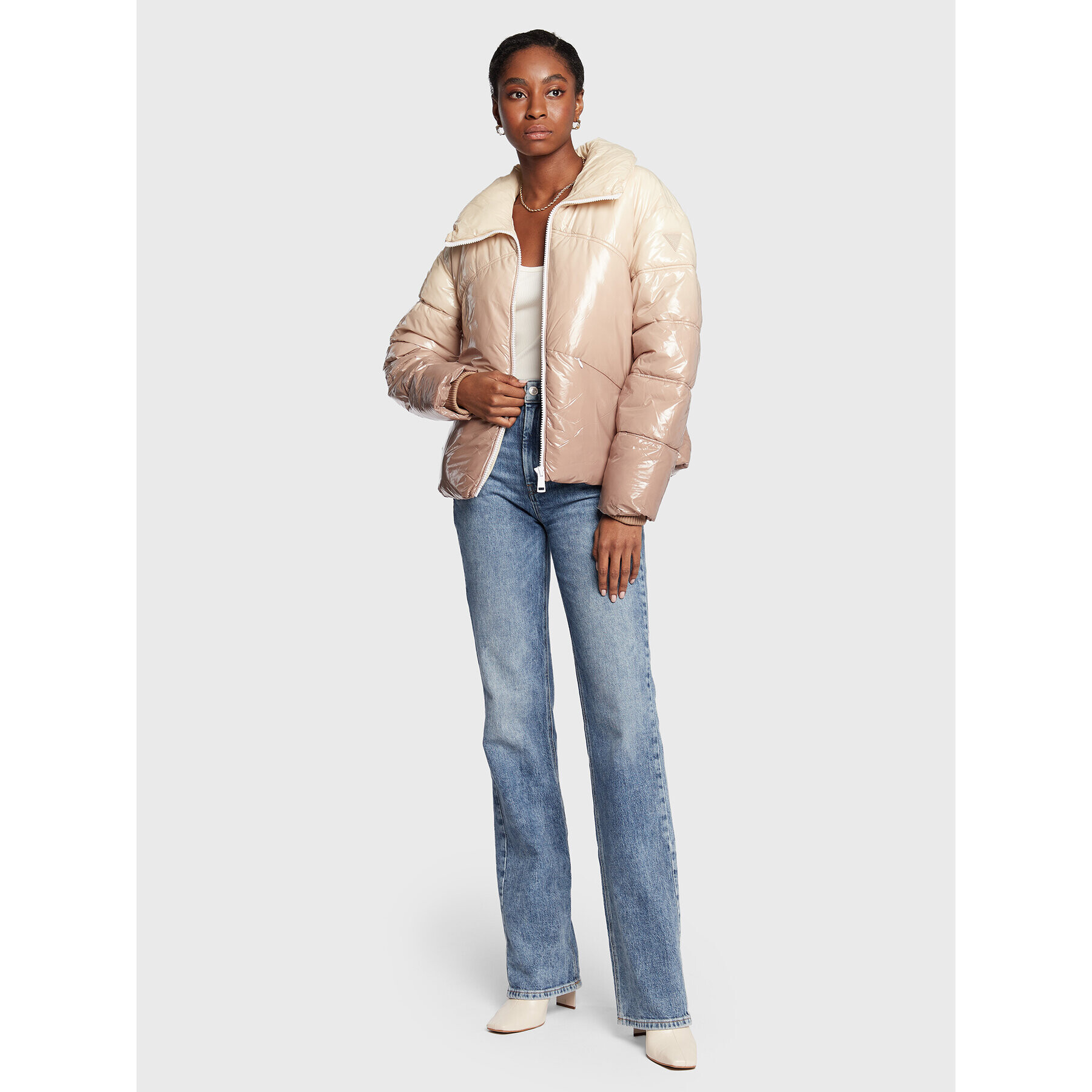 Guess Пухено яке Eleonore W2BL69 WF160 Бежов Regular Fit - Pepit.bg