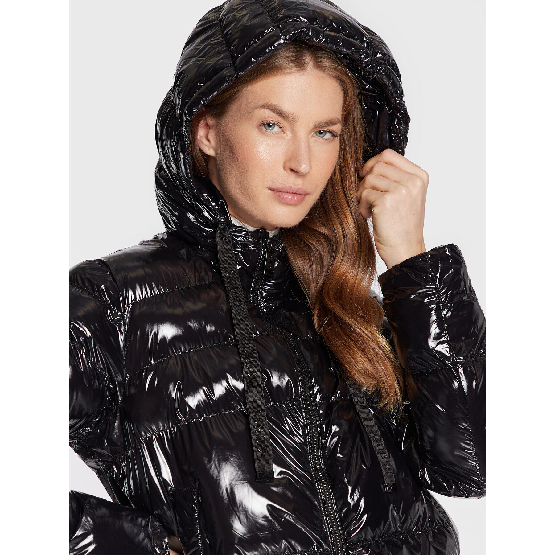 Guess Пухено яке Karine W2BL44 WEWQ0 Черен Regular Fit - Pepit.bg