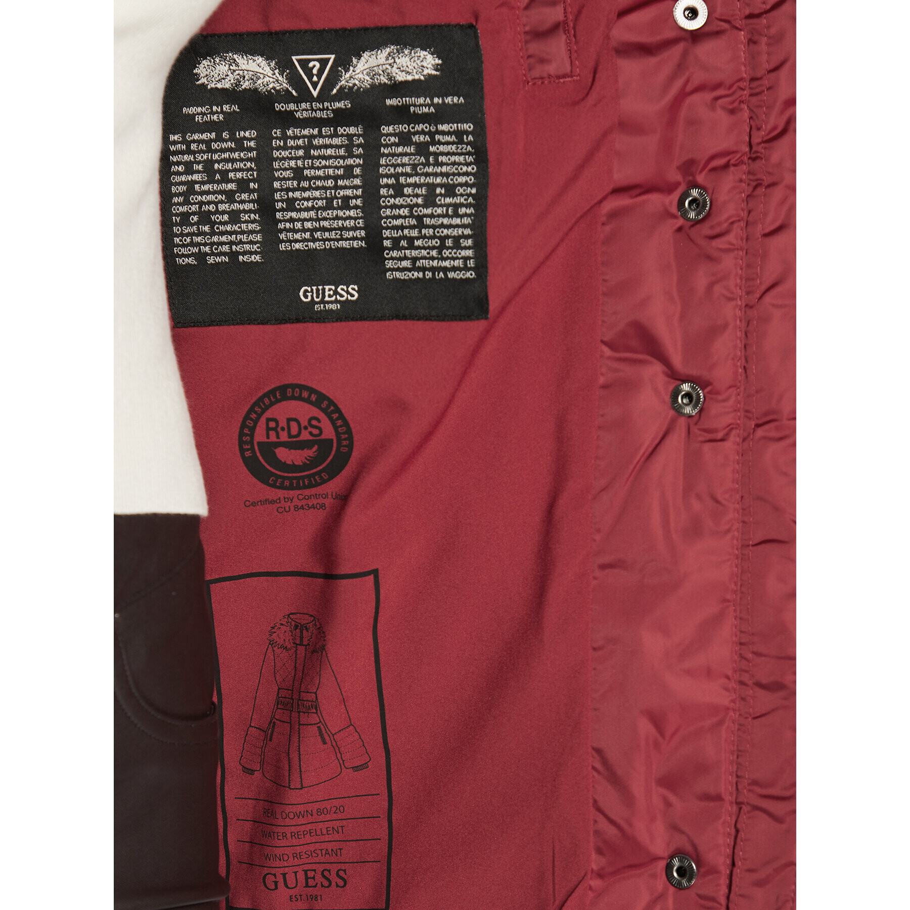 Guess Пухено яке Laurie W2BL60 WEX52 Червен Regular Fit - Pepit.bg