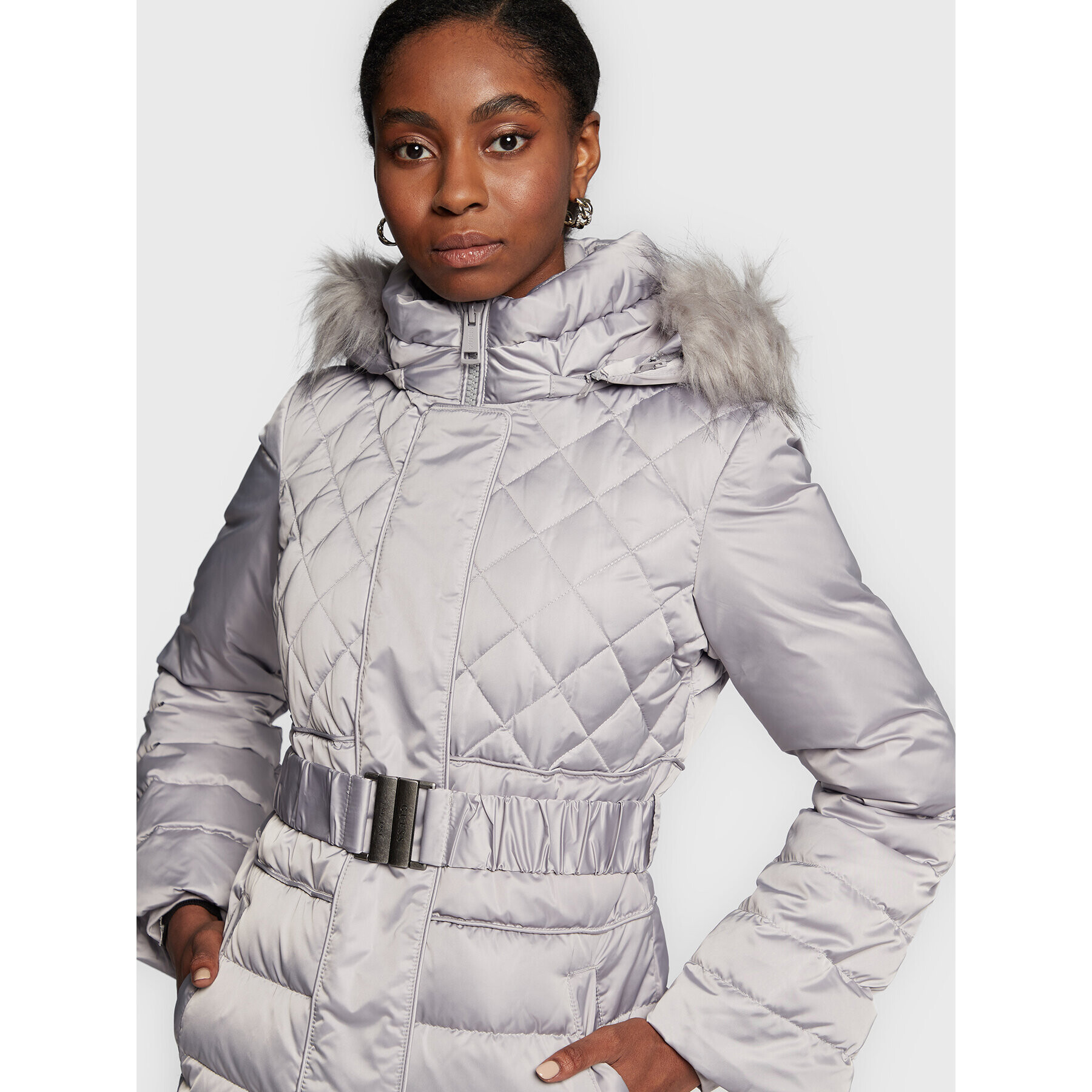 Guess Пухено яке Laurie W2BL60 WEX52 Сив Regular Fit - Pepit.bg