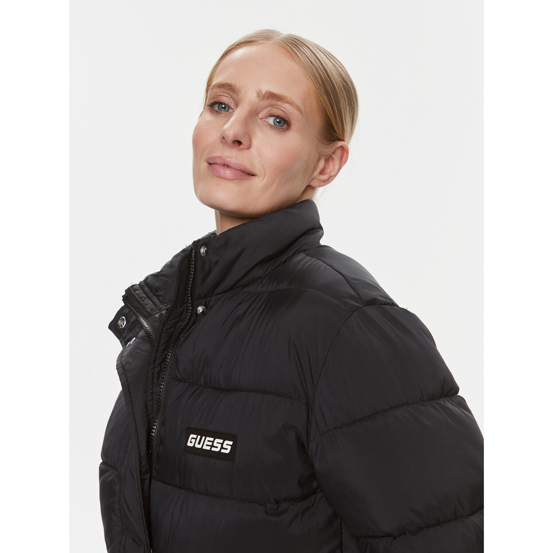 Guess Пухено яке Logo V4RL00 WFYE2 Черен Regular Fit - Pepit.bg