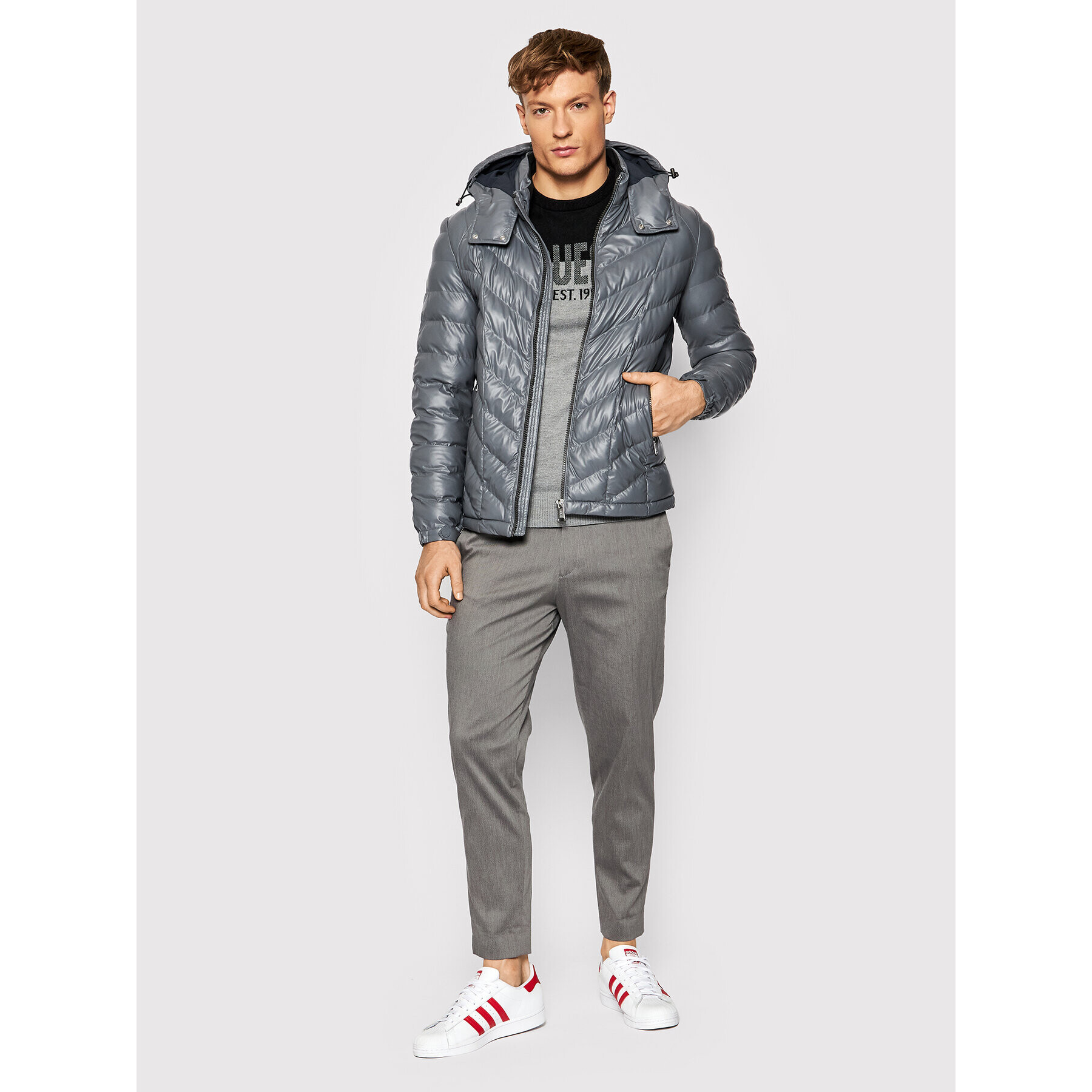 Guess Пухено яке M1BL44 WE7A0 Сив Regular Fit - Pepit.bg