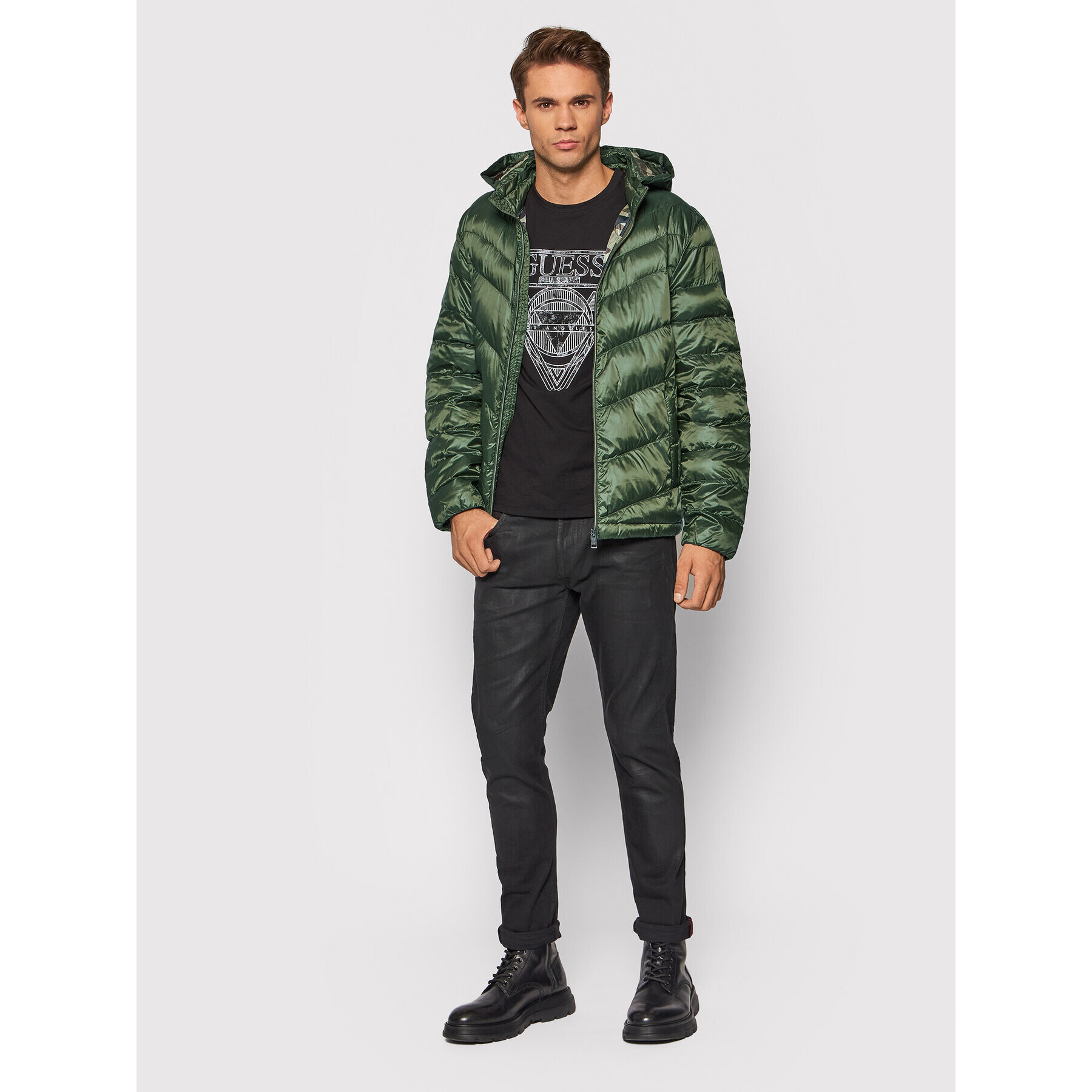 Guess Пухено яке M1YL45 WDZH2 Зелен Regular Fit - Pepit.bg