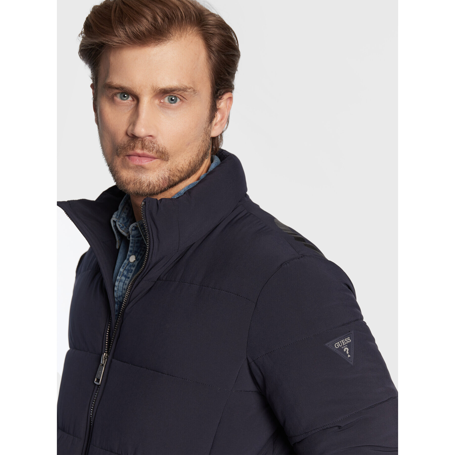 Guess Пухено яке M2BL17 WEYX2 Тъмносин Regular Fit - Pepit.bg