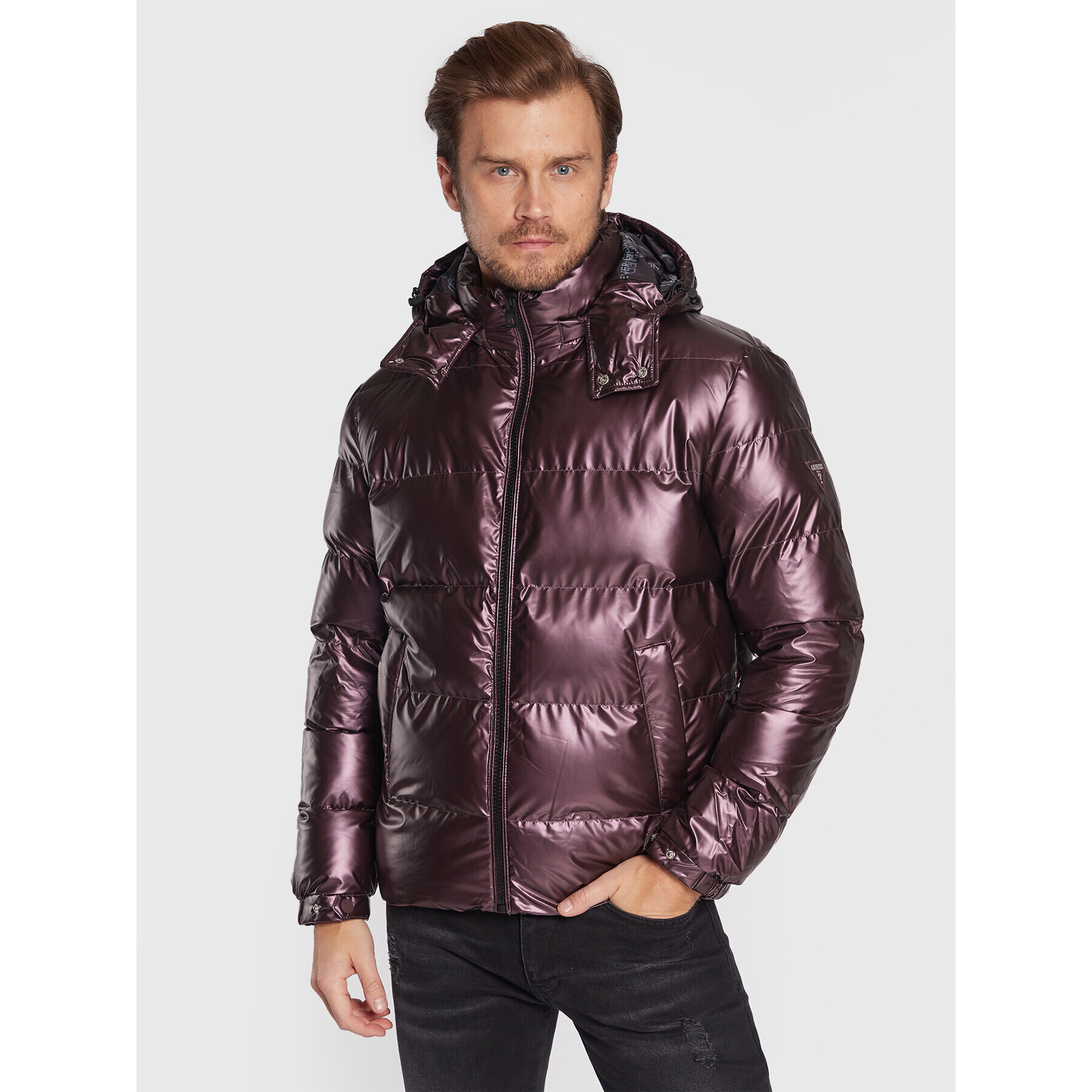 Guess Пухено яке M2BL42 WEZH0 Бордо Regular Fit - Pepit.bg