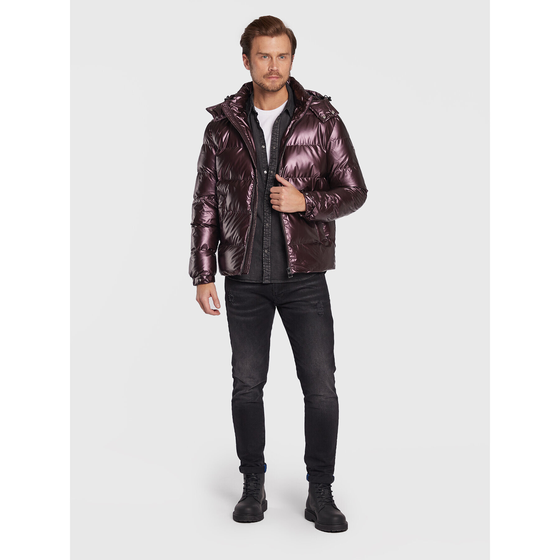 Guess Пухено яке M2BL42 WEZH0 Бордо Regular Fit - Pepit.bg