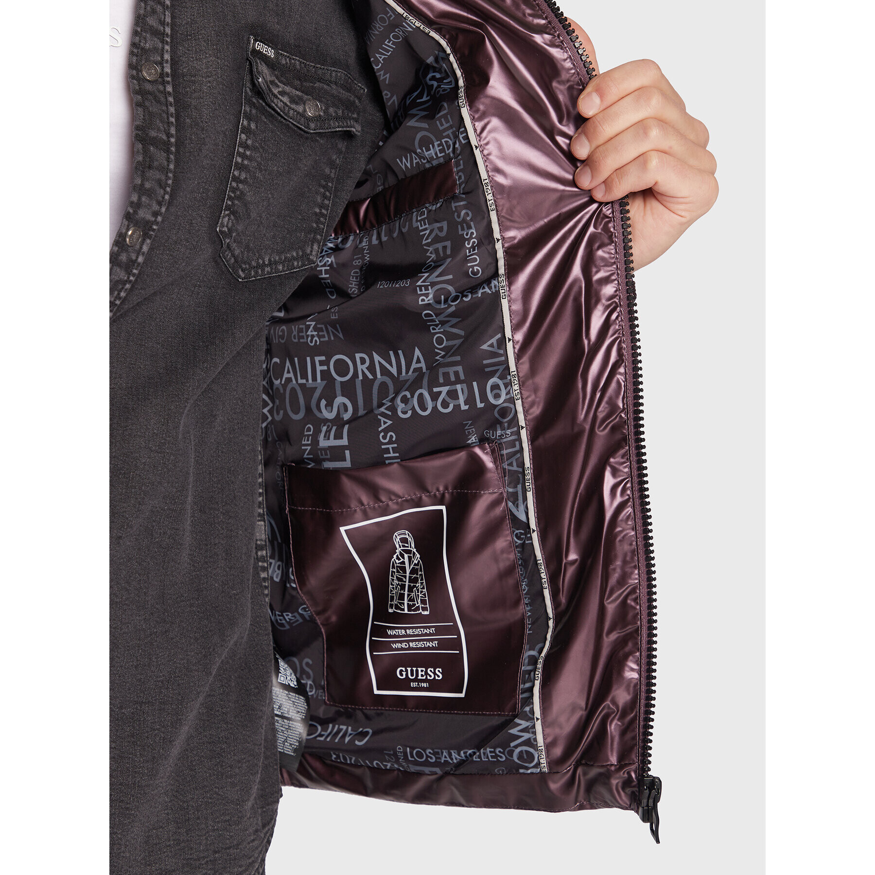 Guess Пухено яке M2BL42 WEZH0 Бордо Regular Fit - Pepit.bg