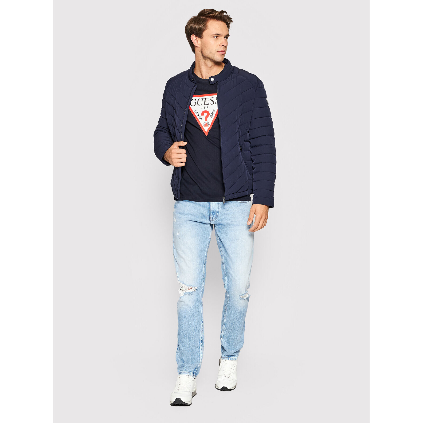 Guess Пухено яке M2YL05 W6NW2 Тъмносин Regular Fit - Pepit.bg