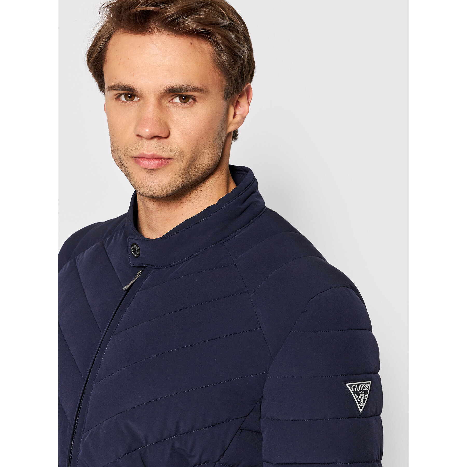 Guess Пухено яке M2YL05 W6NW2 Тъмносин Regular Fit - Pepit.bg