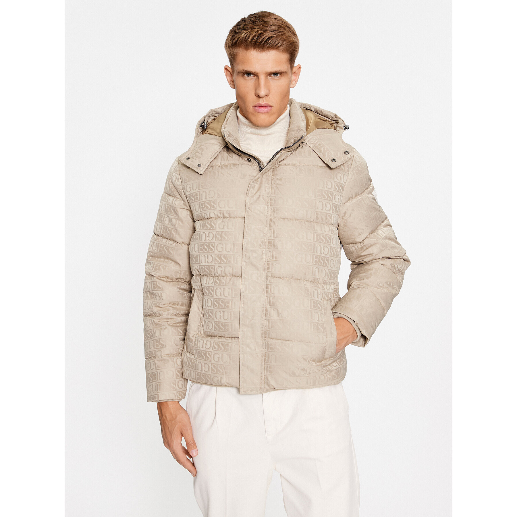 Guess Пухено яке M3BL13 WFOP2 Бежов Regular Fit - Pepit.bg