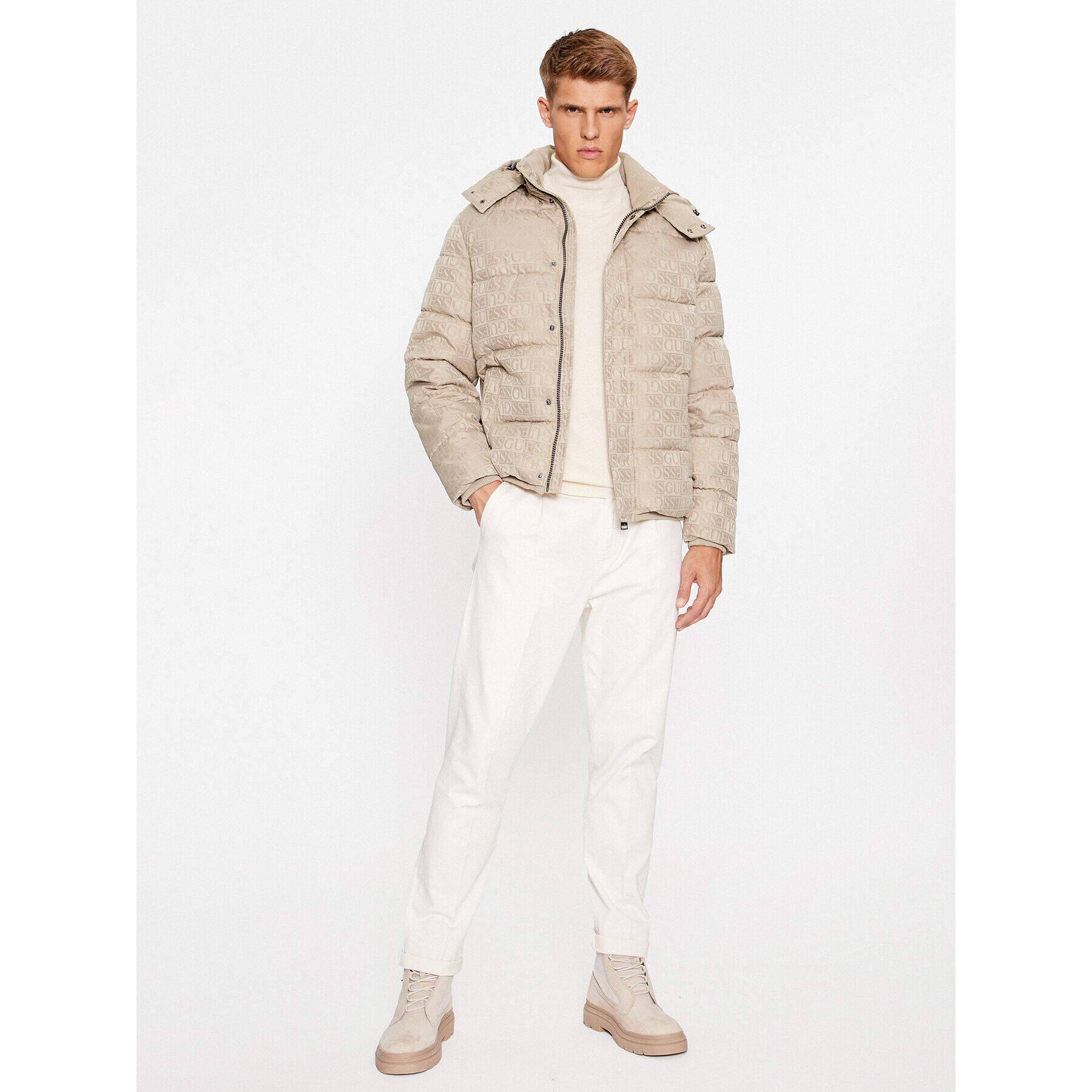 Guess Пухено яке M3BL13 WFOP2 Бежов Regular Fit - Pepit.bg