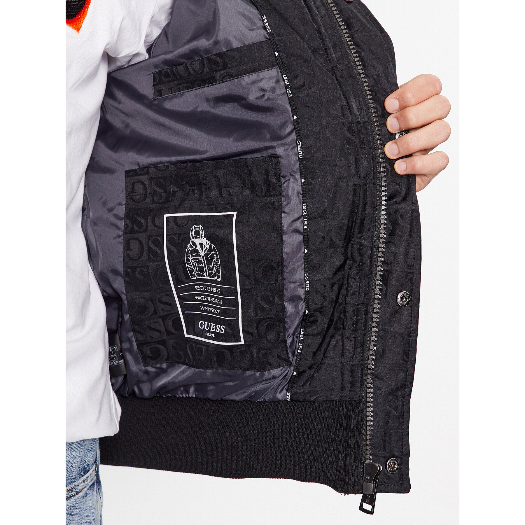 Guess Пухено яке M3BL13 WFOP2 Черен Regular Fit - Pepit.bg