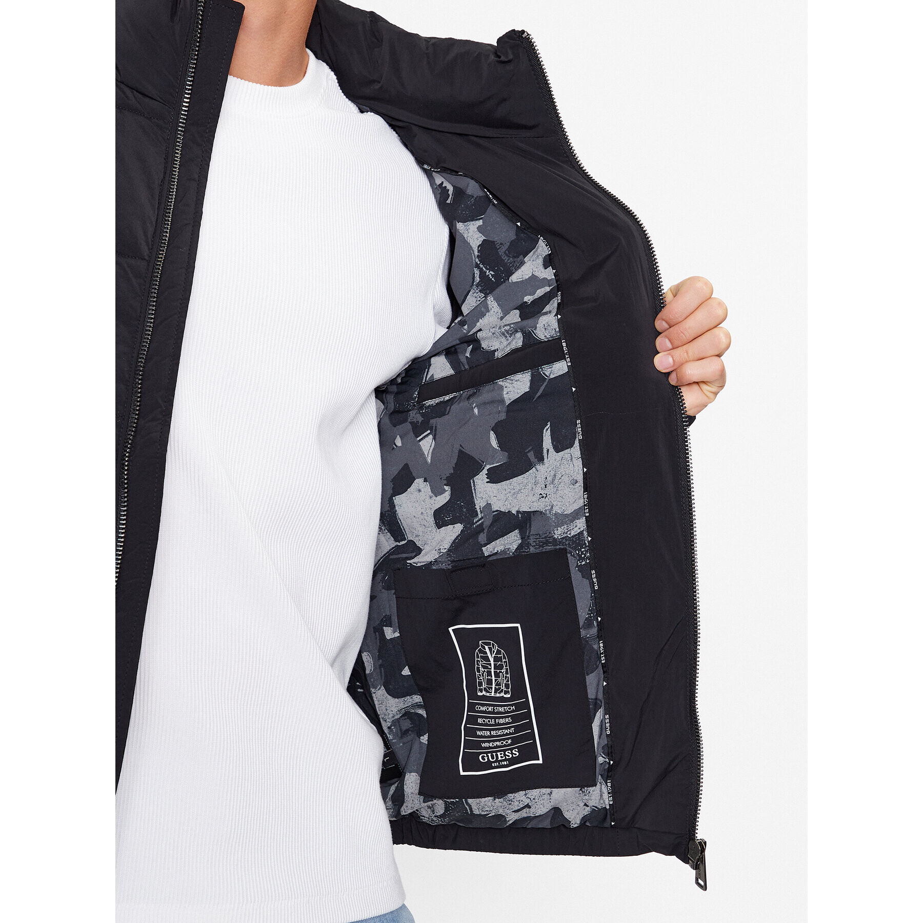 Guess Пухено яке M3BL18 WFOU2 Черен Regular Fit - Pepit.bg