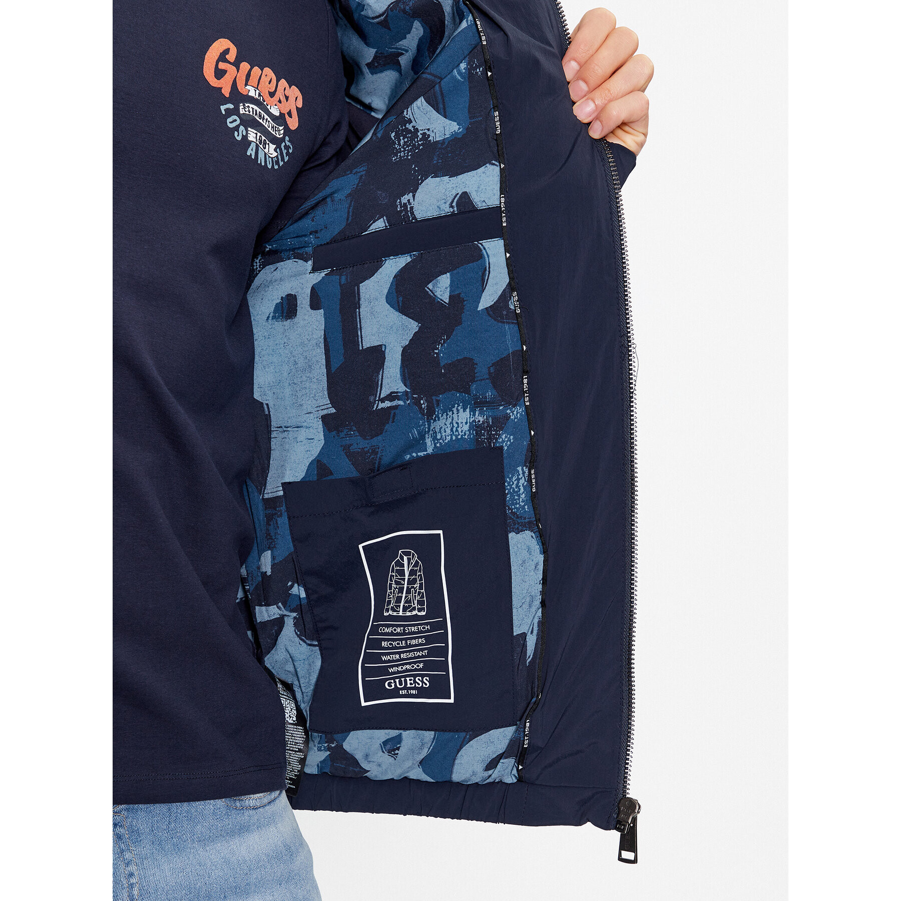 Guess Пухено яке M3BL18 WFOU2 Тъмносин Regular Fit - Pepit.bg