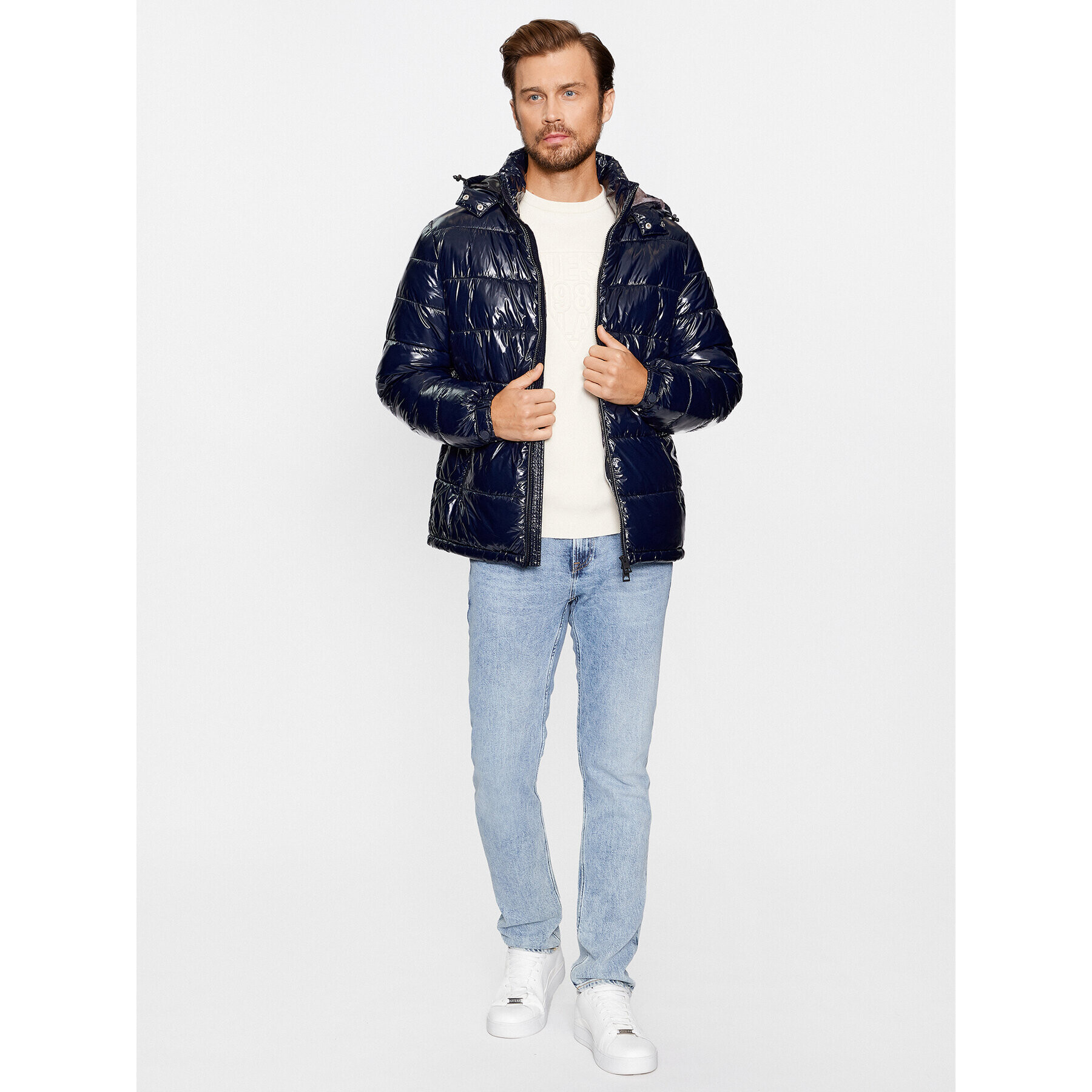 Guess Пухено яке M3BL27 WFP42 Тъмносин Regular Fit - Pepit.bg