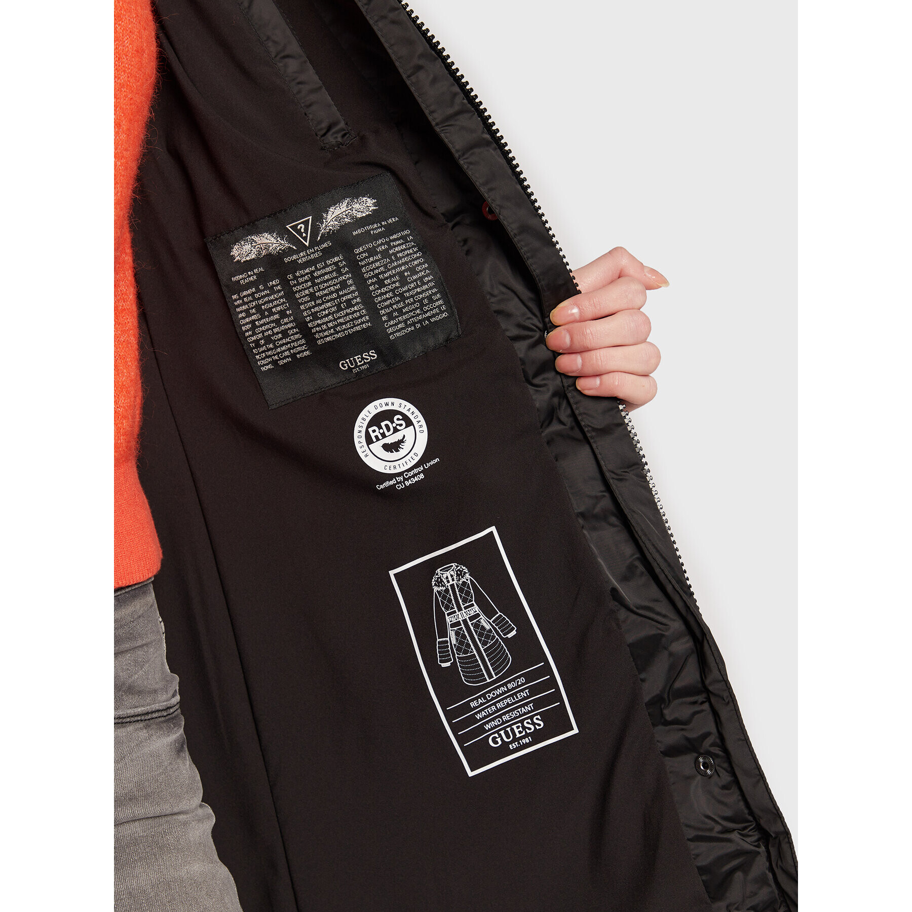 Guess Пухено яке Marlene W2BL64 WEX52 Черен Regular Fit - Pepit.bg