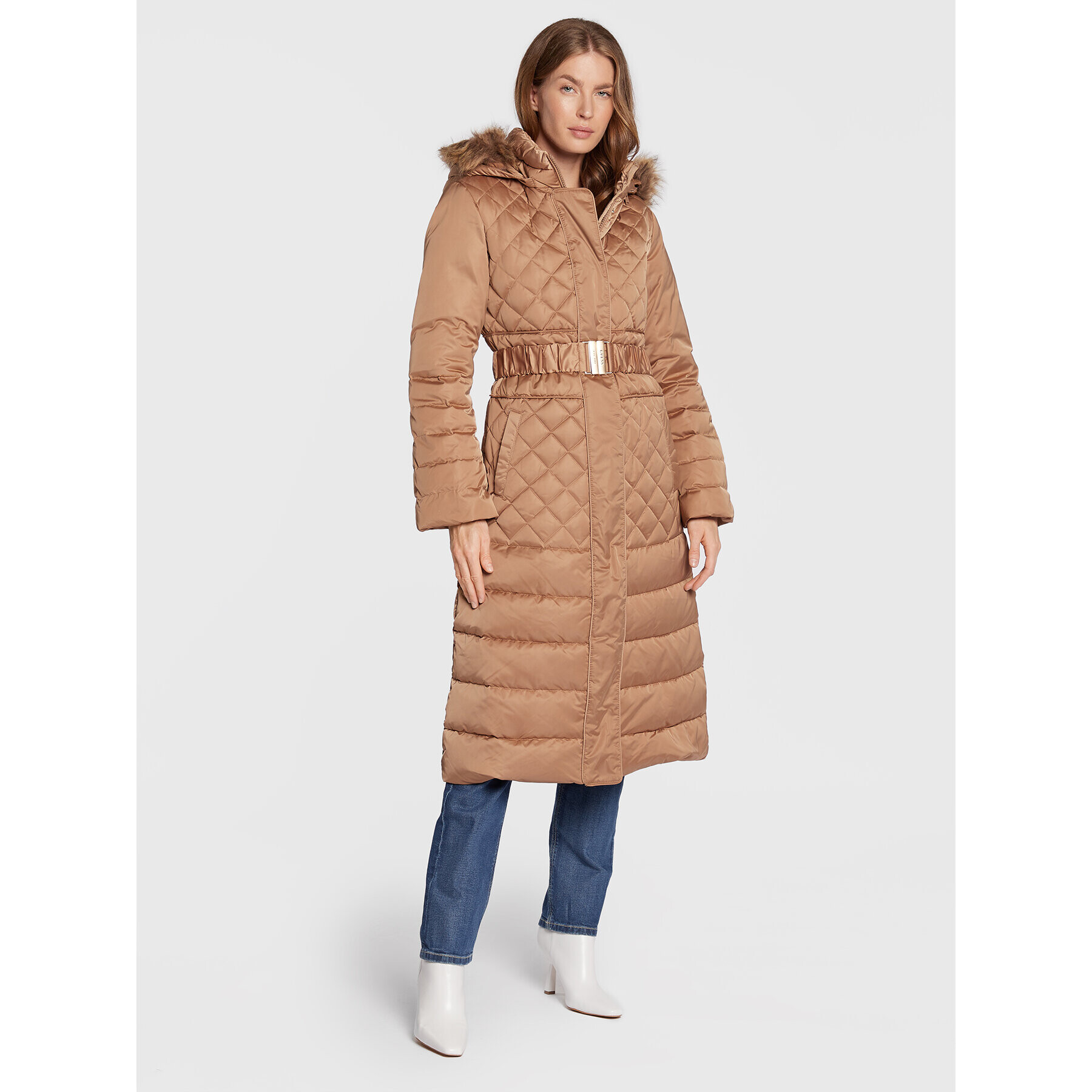 Guess Пухено яке Marlene W2BL64 WEX52 Кафяв Regular Fit - Pepit.bg