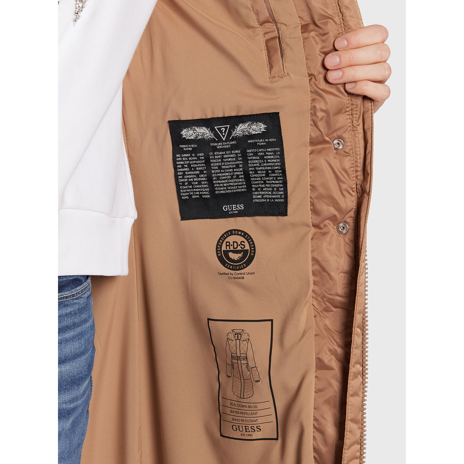 Guess Пухено яке Marlene W2BL64 WEX52 Кафяв Regular Fit - Pepit.bg