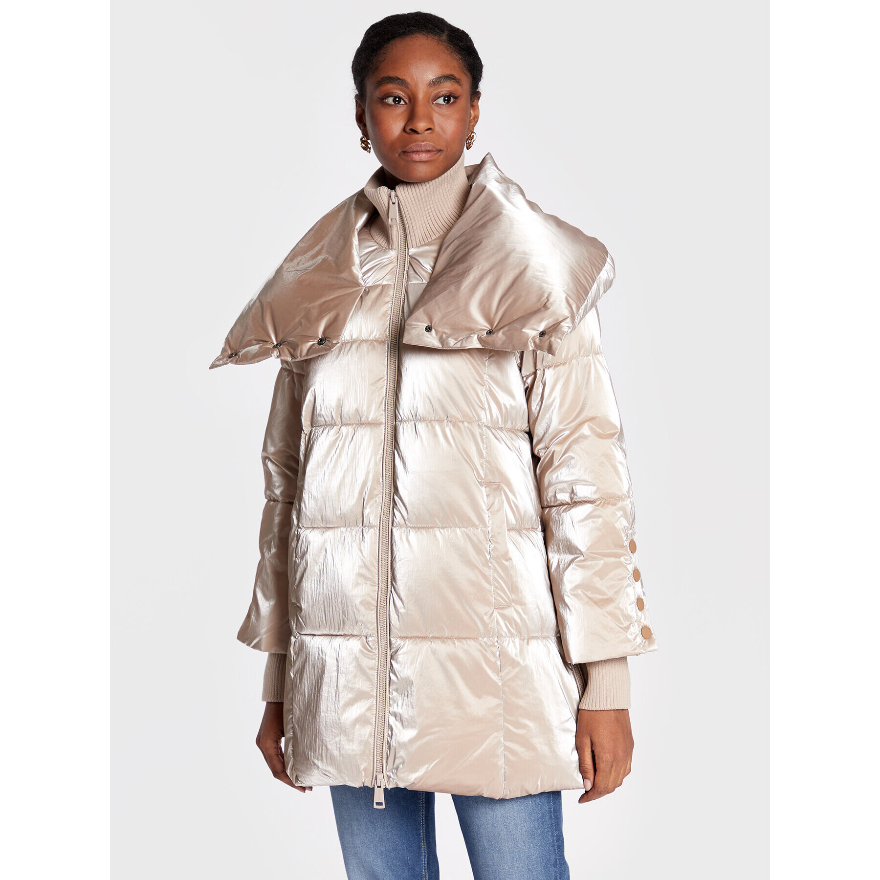 Guess Пухено яке Mathilde W2BL48 WF050 Екрю Regular Fit - Pepit.bg