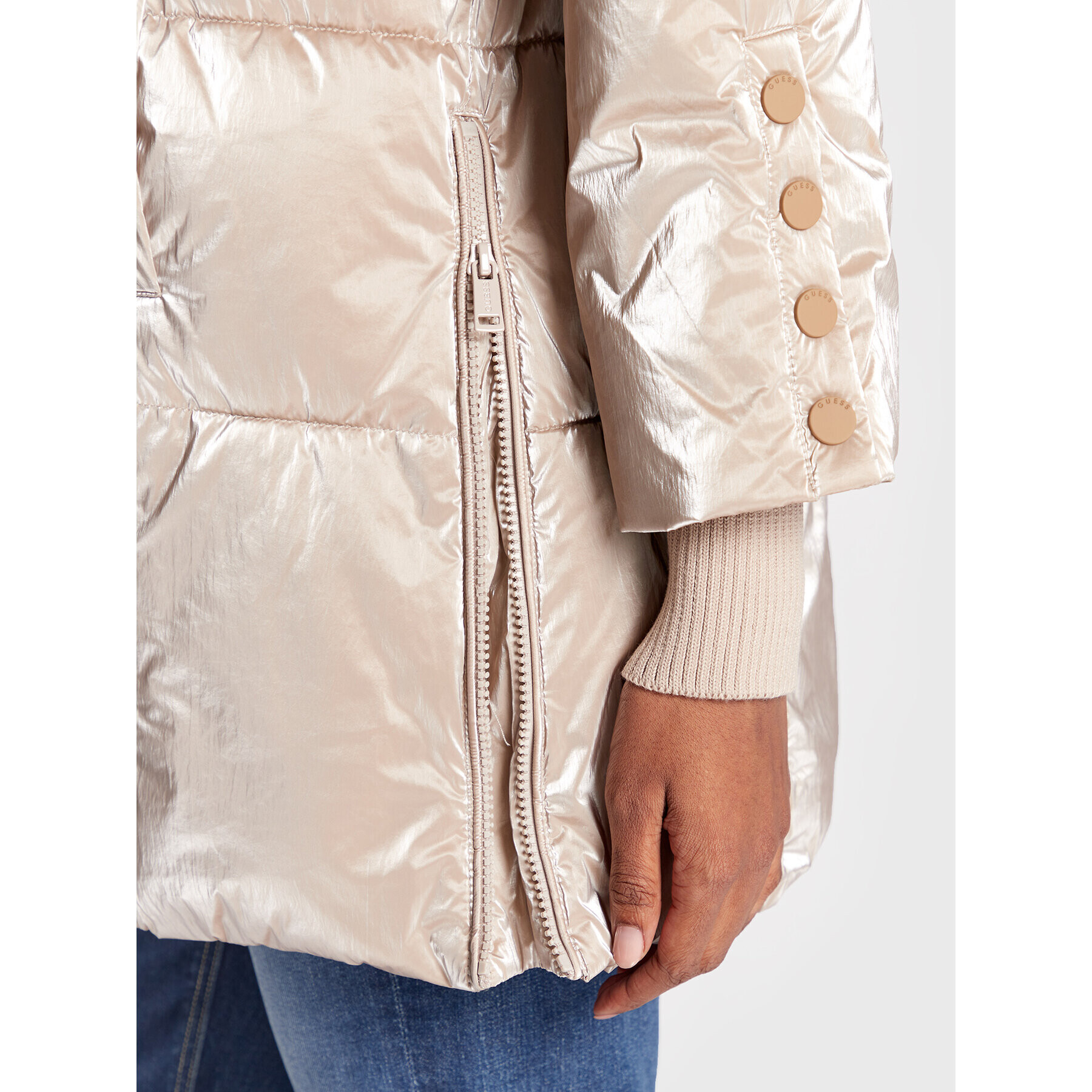 Guess Пухено яке Mathilde W2BL48 WF050 Екрю Regular Fit - Pepit.bg