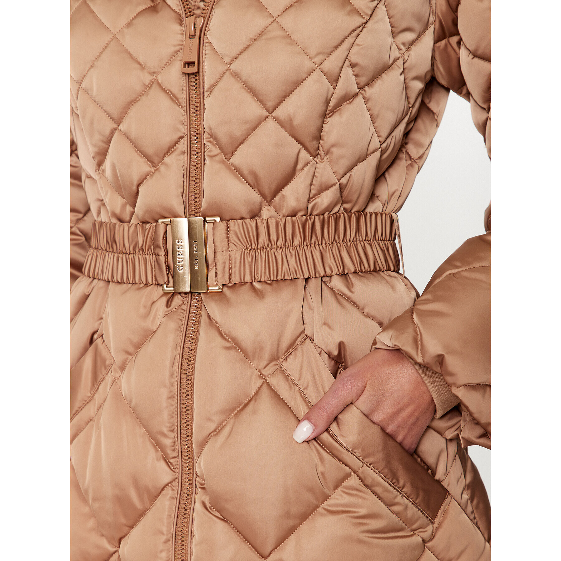 Guess Пухено яке Olga W3BL36 WEX52 Бежов Regular Fit - Pepit.bg