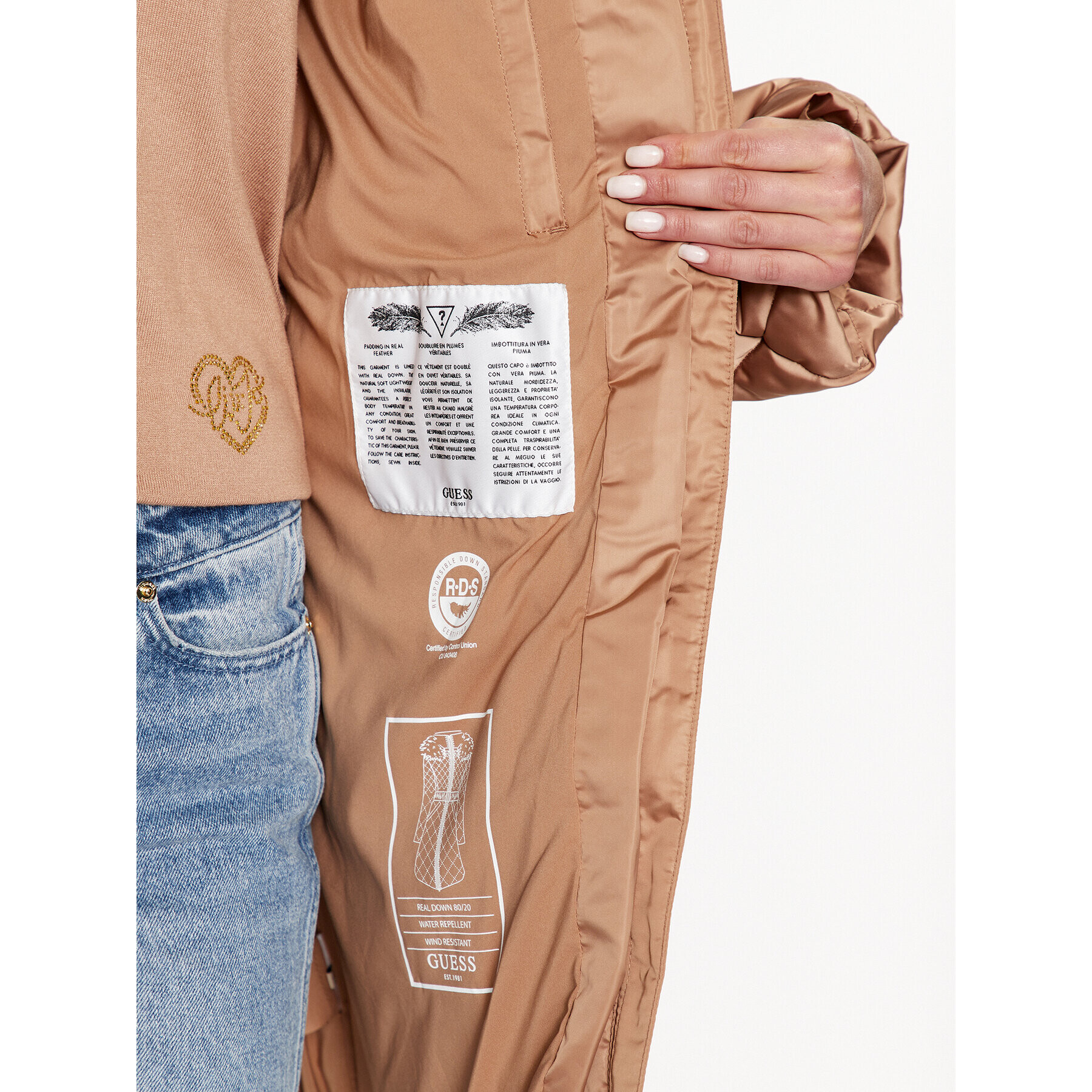 Guess Пухено яке Olga W3BL36 WEX52 Бежов Regular Fit - Pepit.bg